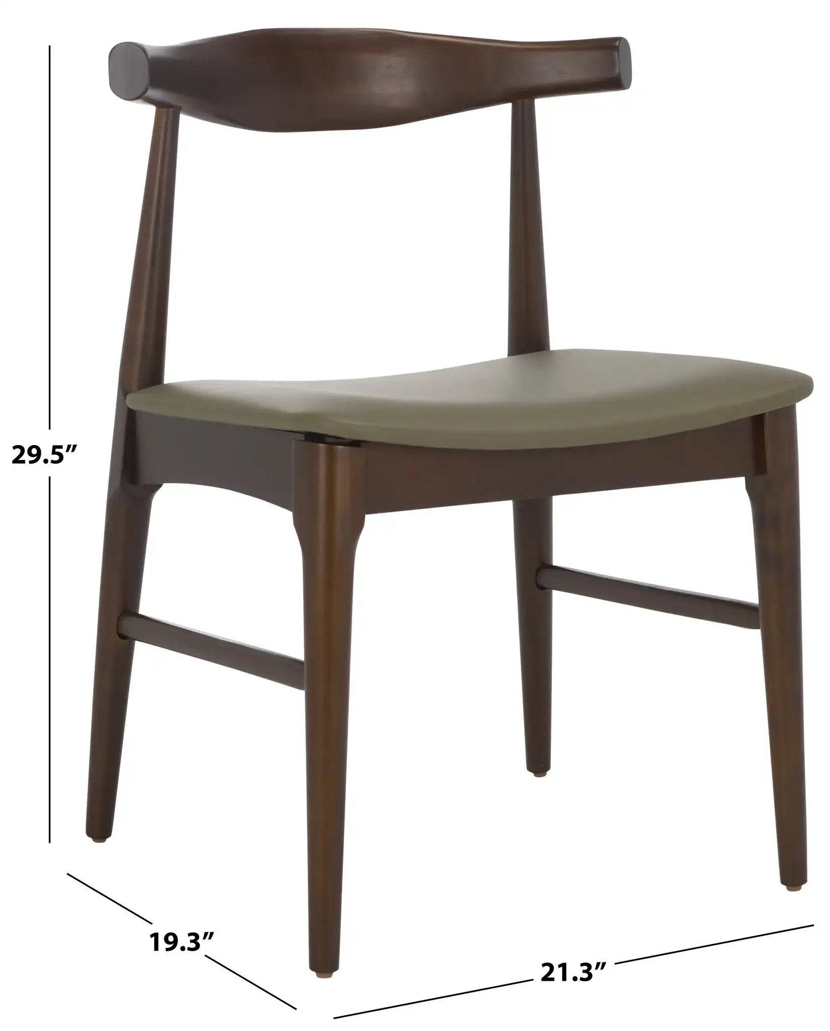 Elbow Dining Chair (Set of 2) in Olive / Espresso, detail view