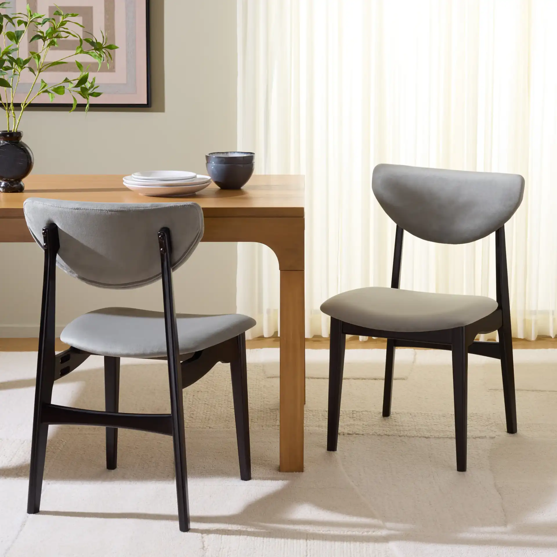 Botan Dining Chair (Set of 2) in Black / Gray in a styled room
