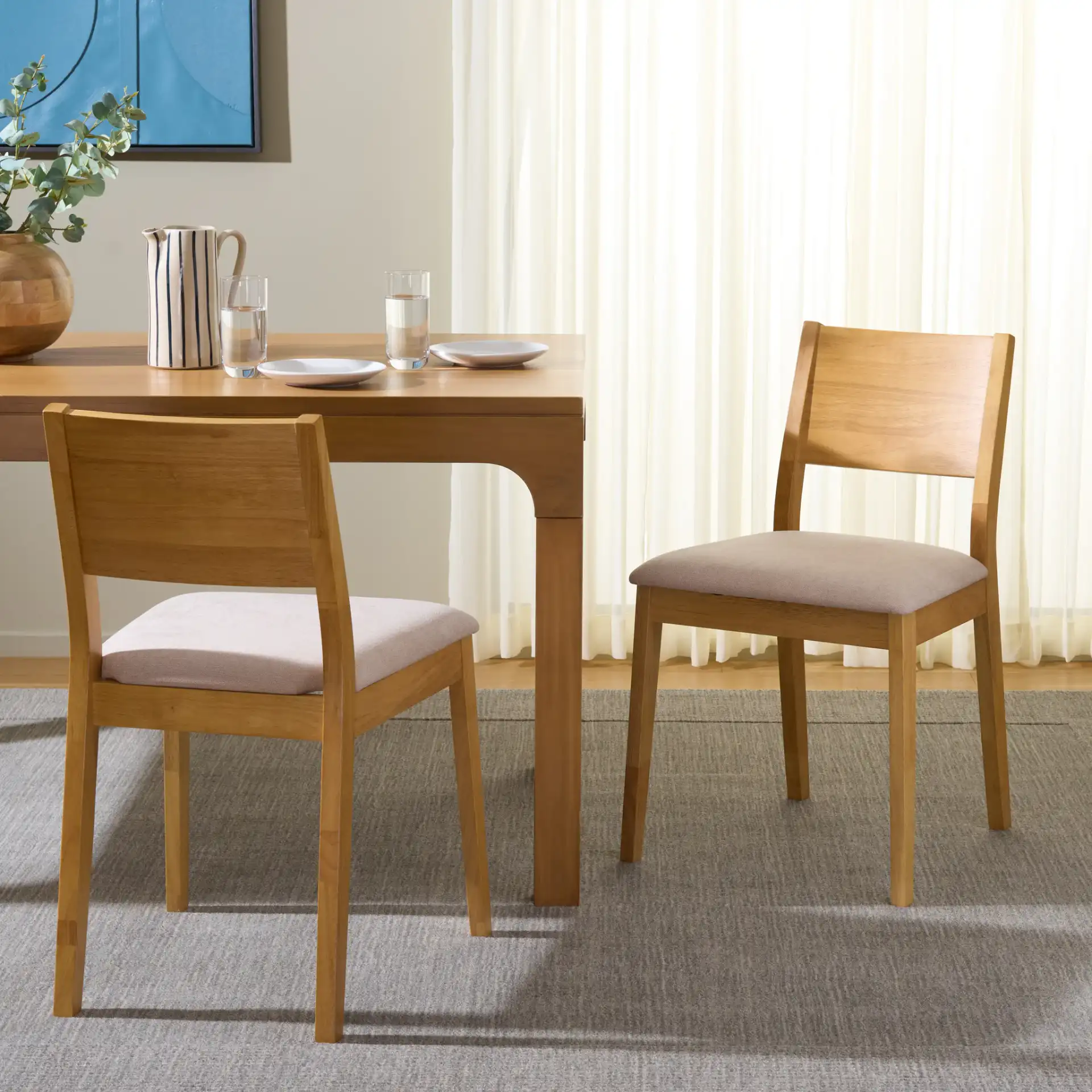 Kata Dining Chair (Set of 2) in Natural / Cream in a styled room