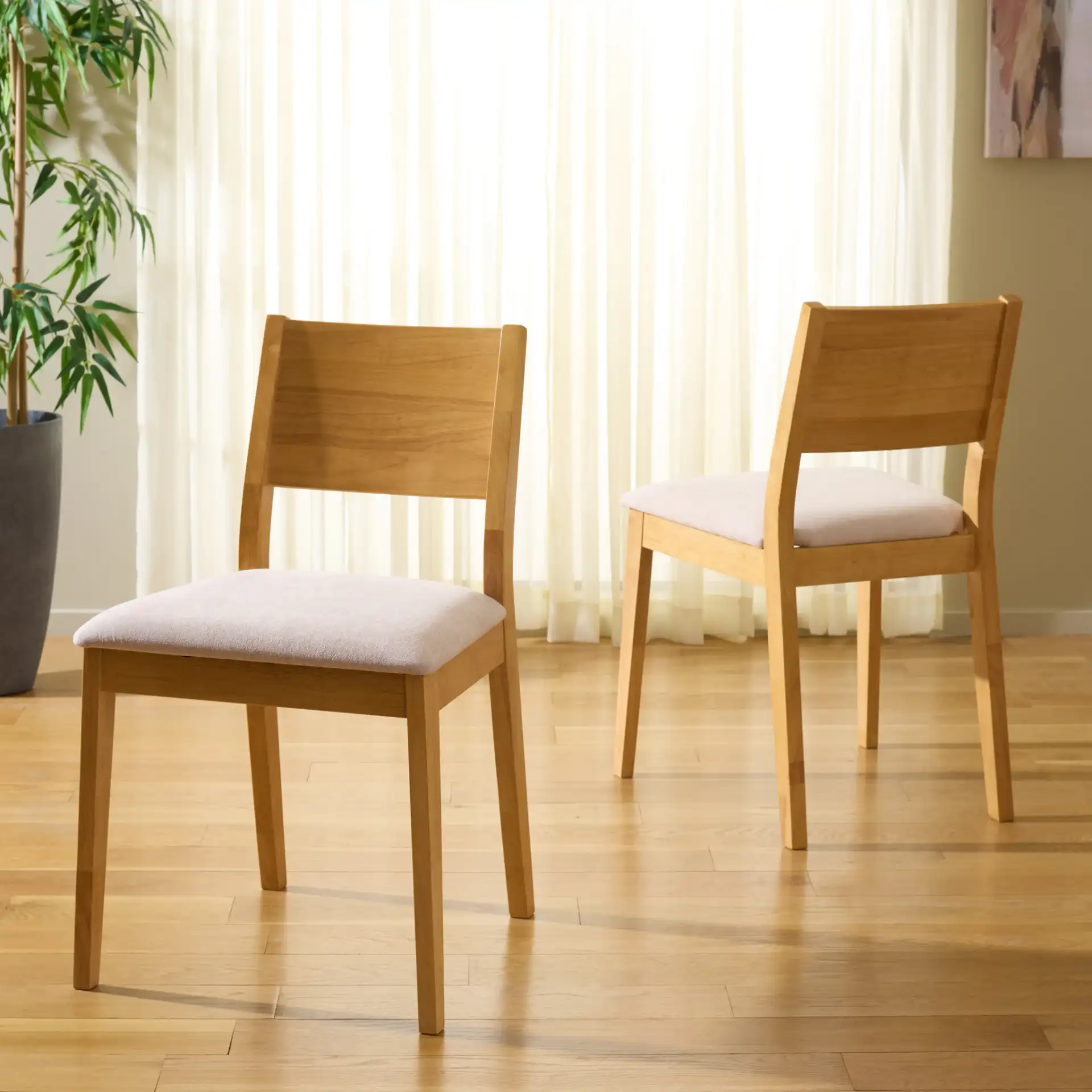 Kata Dining Chair (Set of 2) in Natural / Cream in a styled room