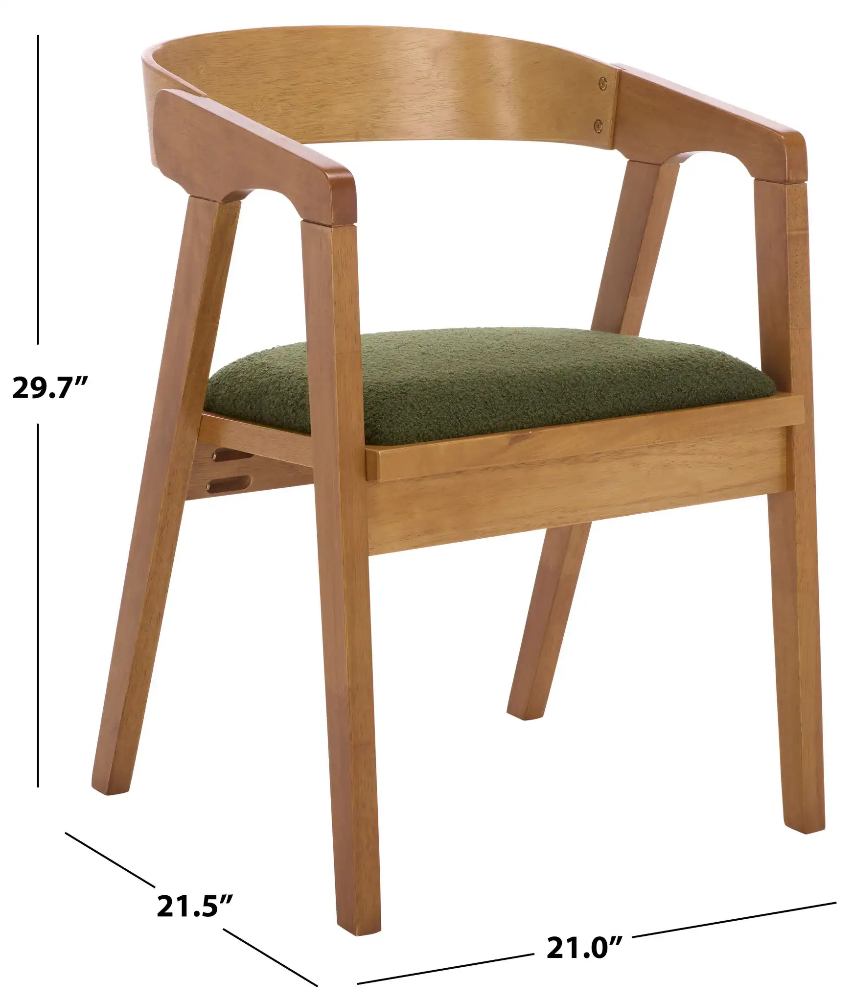 Wildon Dining Chair in Dark Green / Light Walnut, detail view