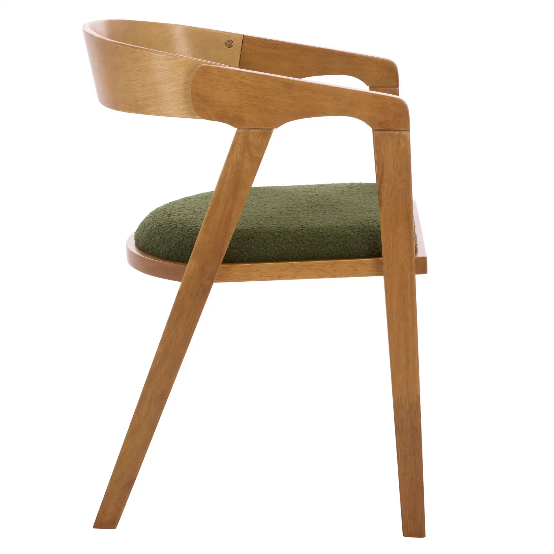Wildon Dining Chair in Dark Green / Light Walnut, detail view
