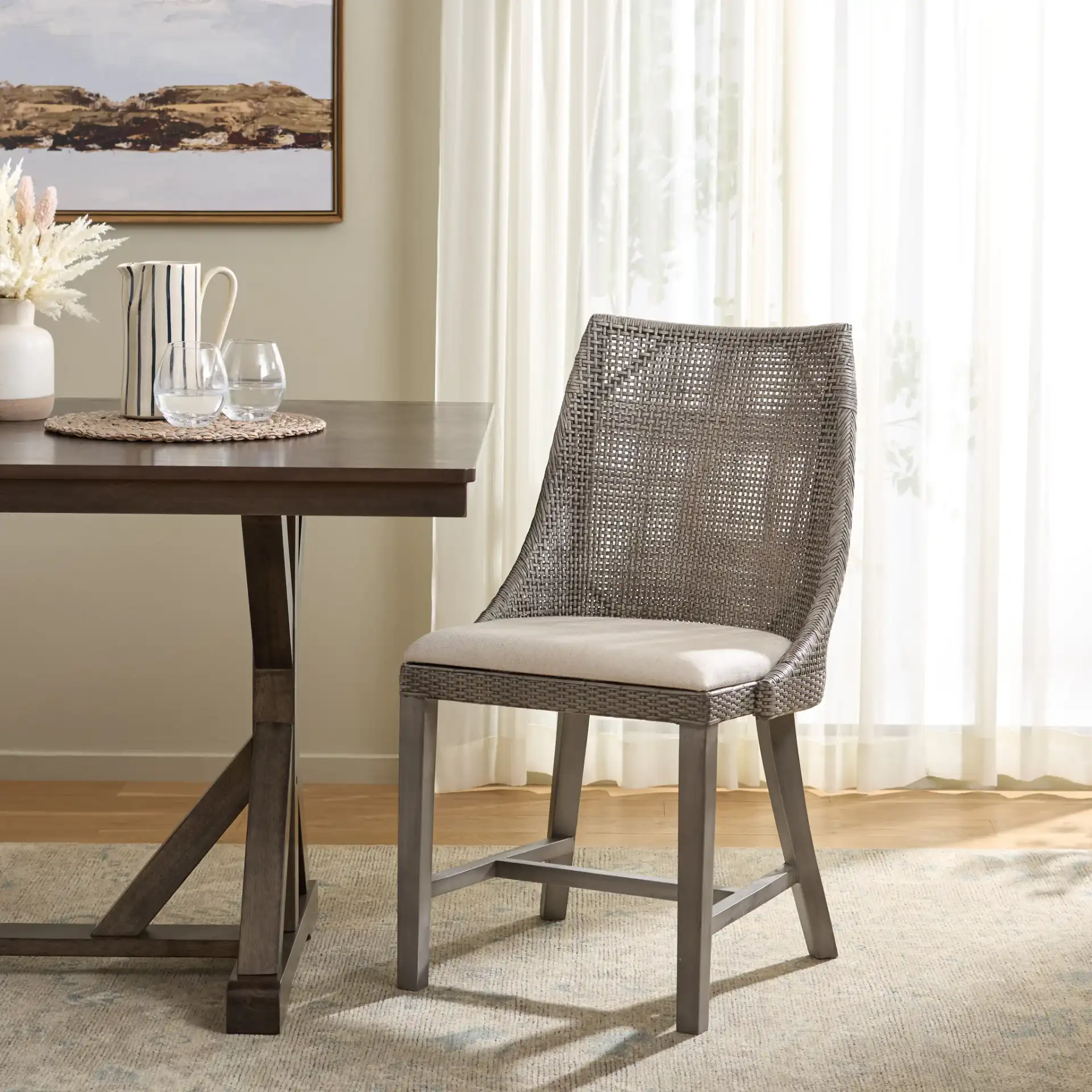 Daylon Dining Chair in Grey / White in a styled room