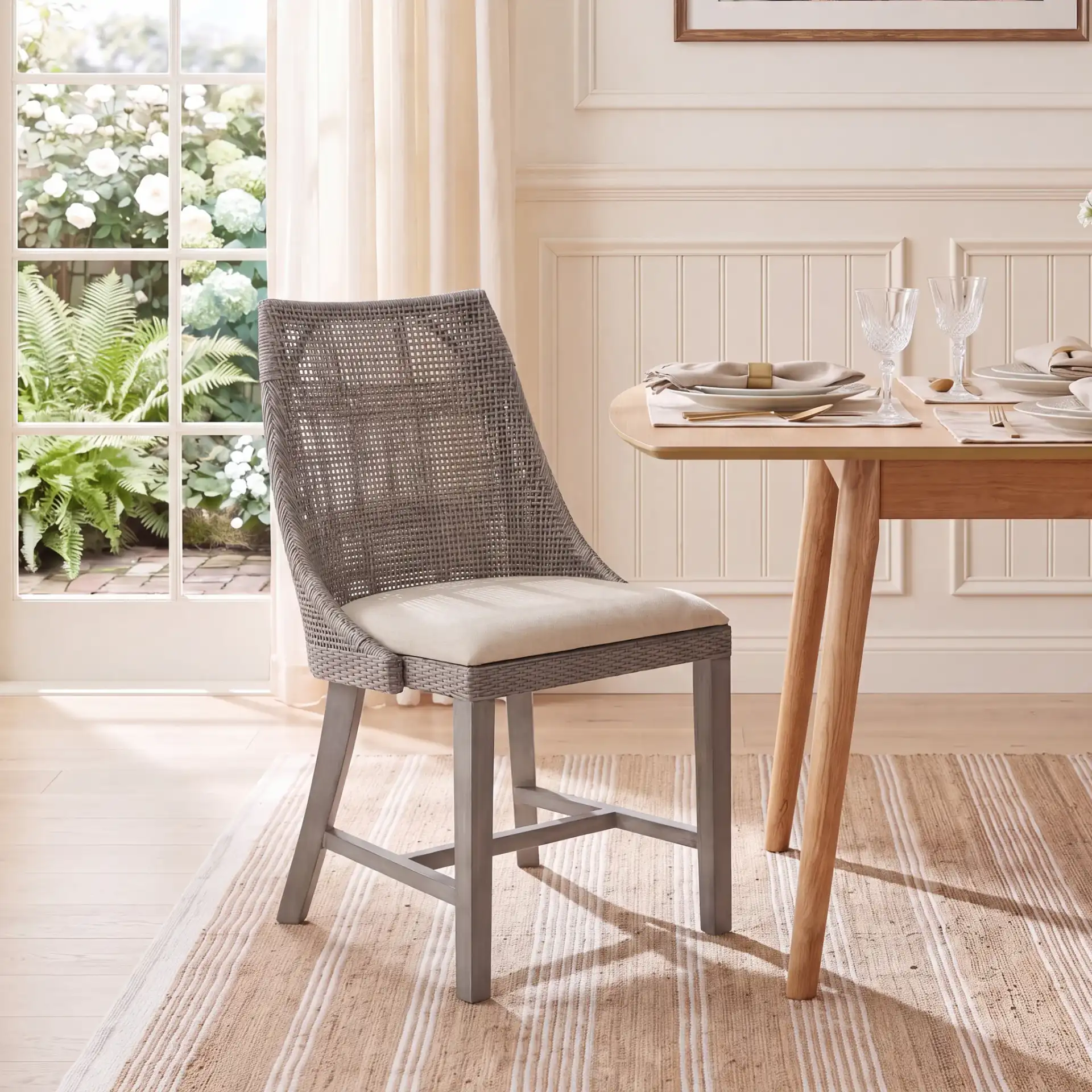 Daylon Dining Chair in Grey / White in a styled room