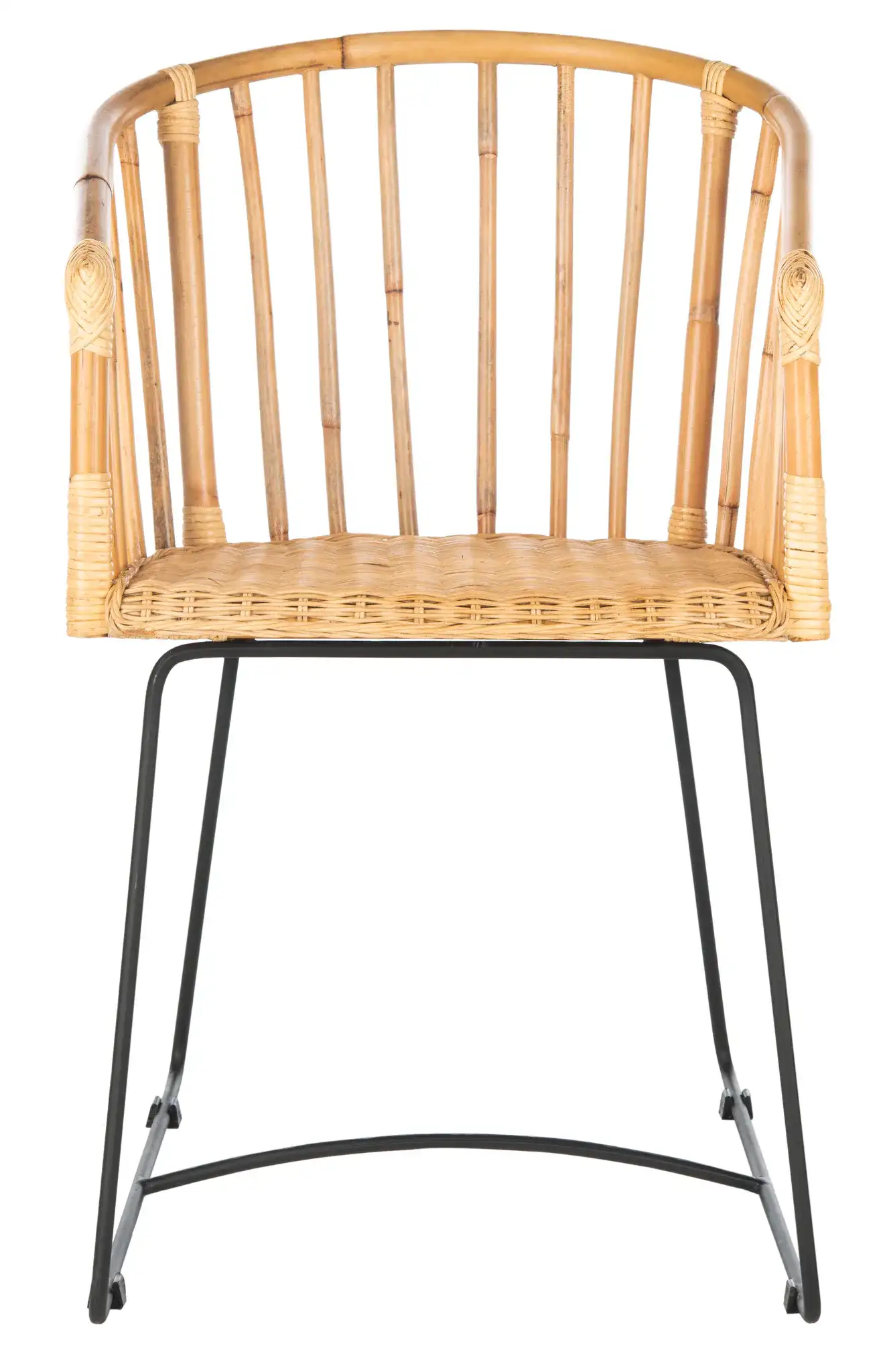 Siena Rattan Dining Chair in Natural / Black, detail view