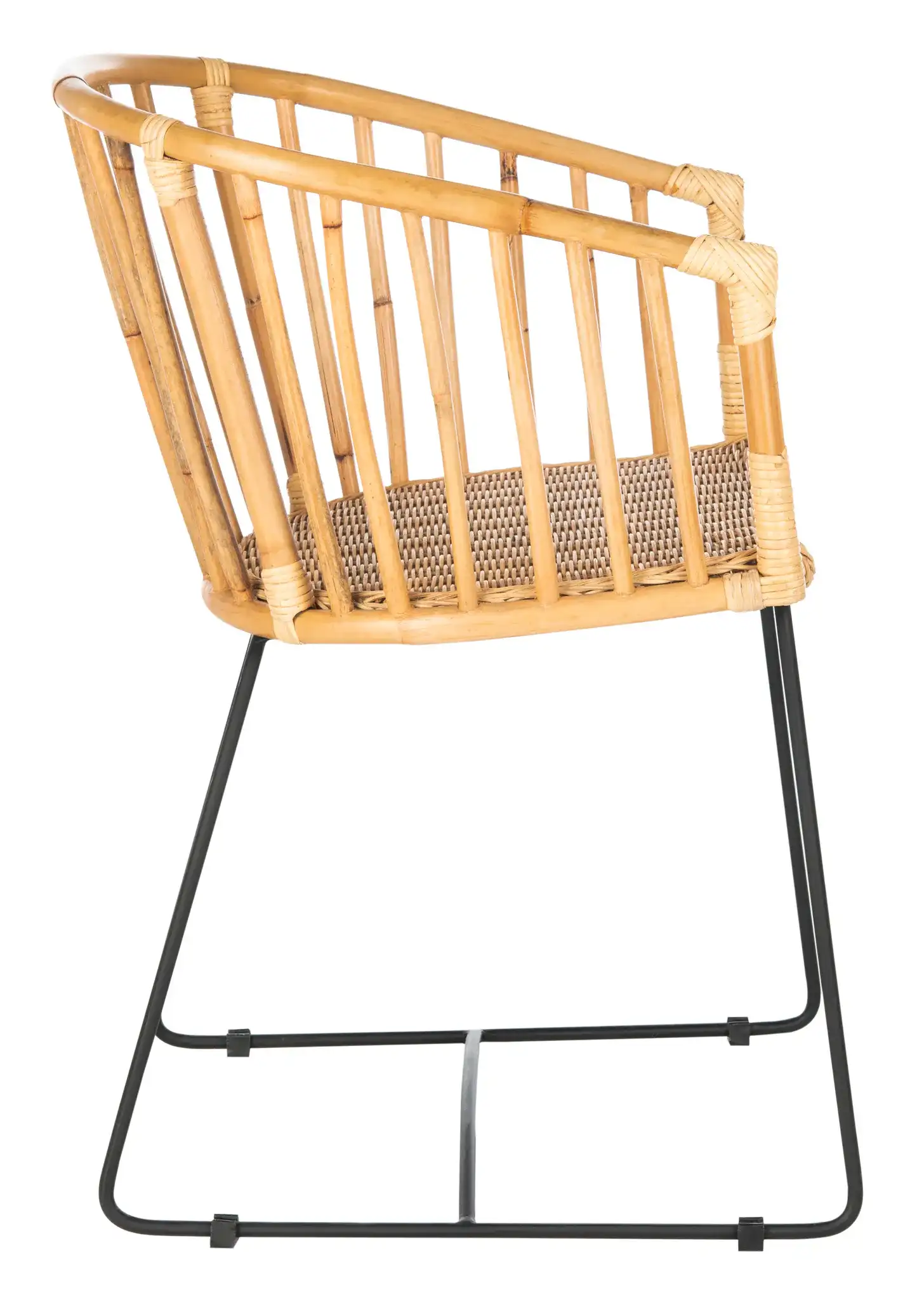 Siena Rattan Dining Chair in Natural / Black, detail view