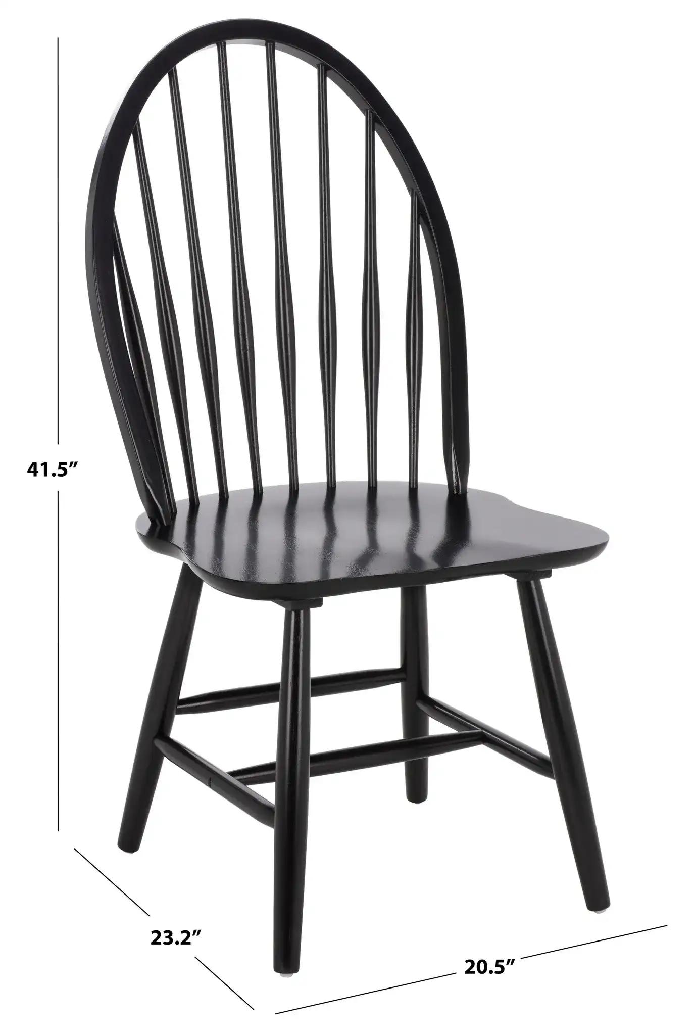 Wendall Spindle Dining Chairs (Set of 2) in Black, detail view