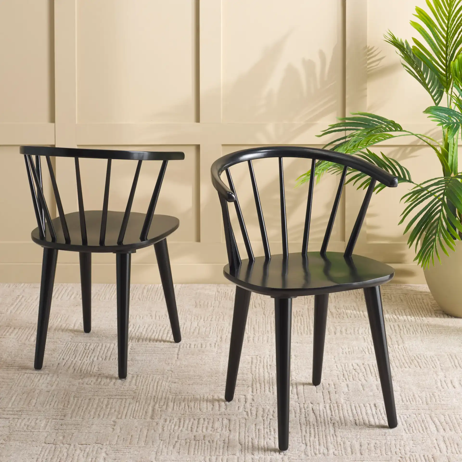 Mandalyn Dining Chairs (Set of 2) in Black in a styled room