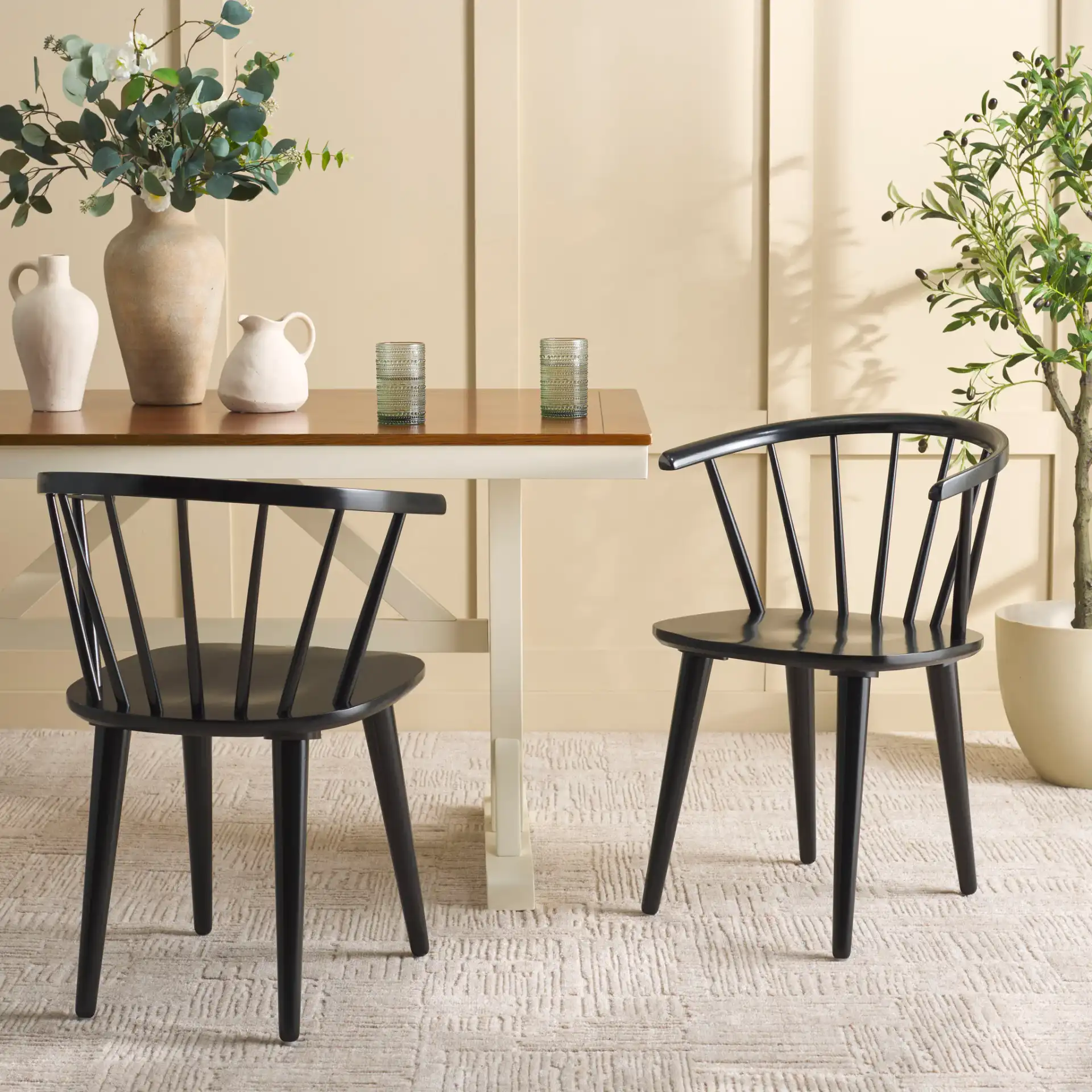 Mandalyn Dining Chairs (Set of 2) in Black in a styled room