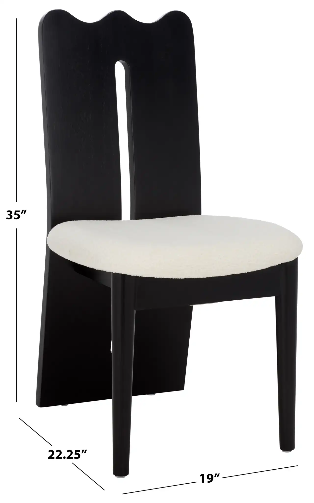 Kieran Dining Chair in Cream / Black, detail view
