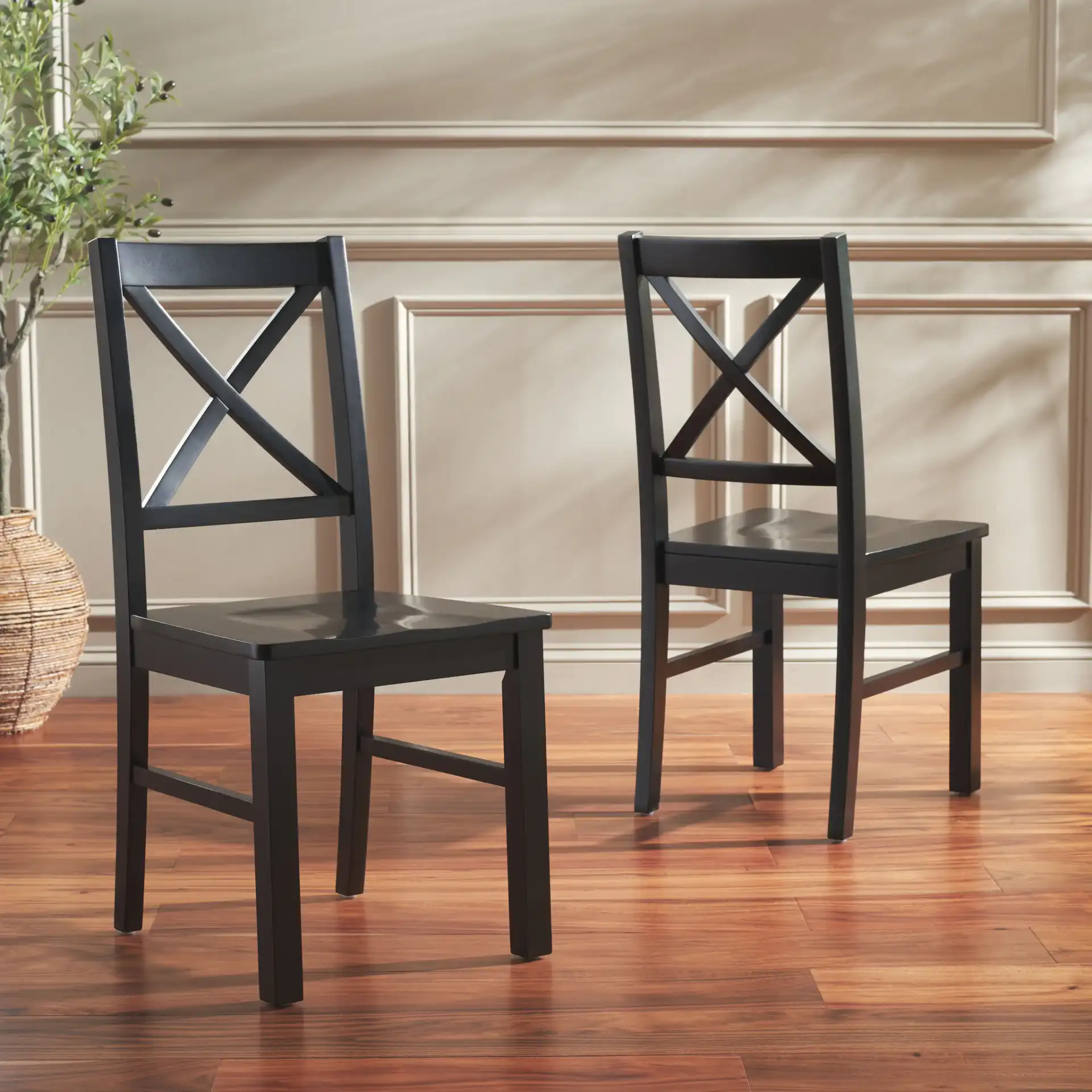 Akash Dining Chair (Set of 2) in Black in a styled room