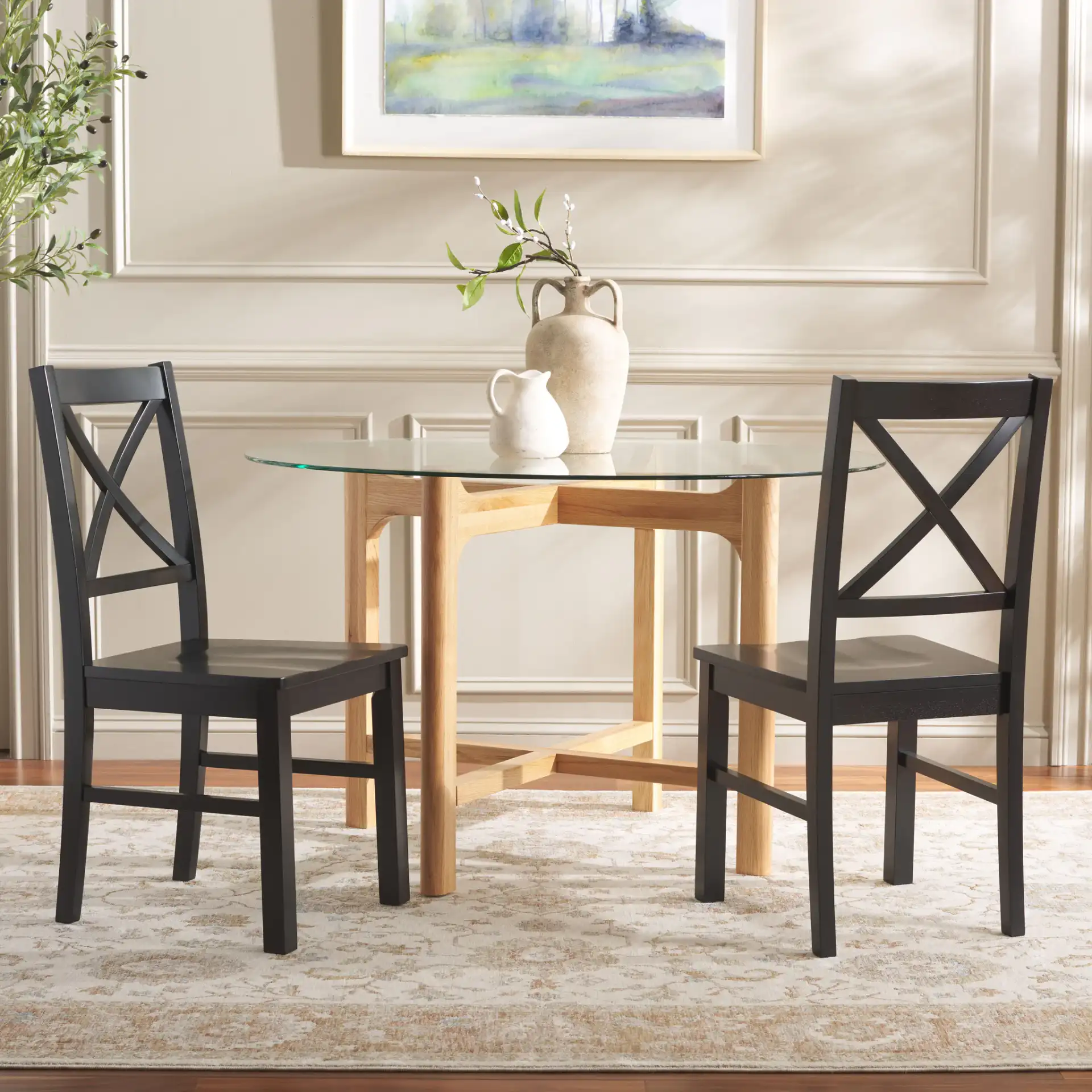 Akash Dining Chair (Set of 2) in Black in a styled room