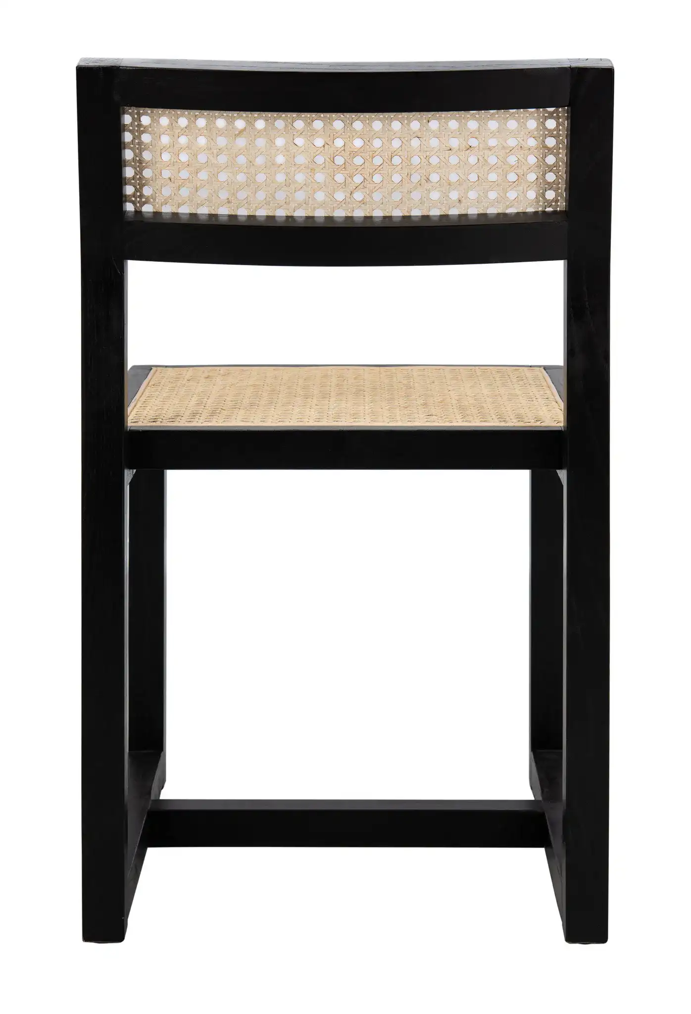 Bernice Cane Dining Chair in Black / Natural, detail view