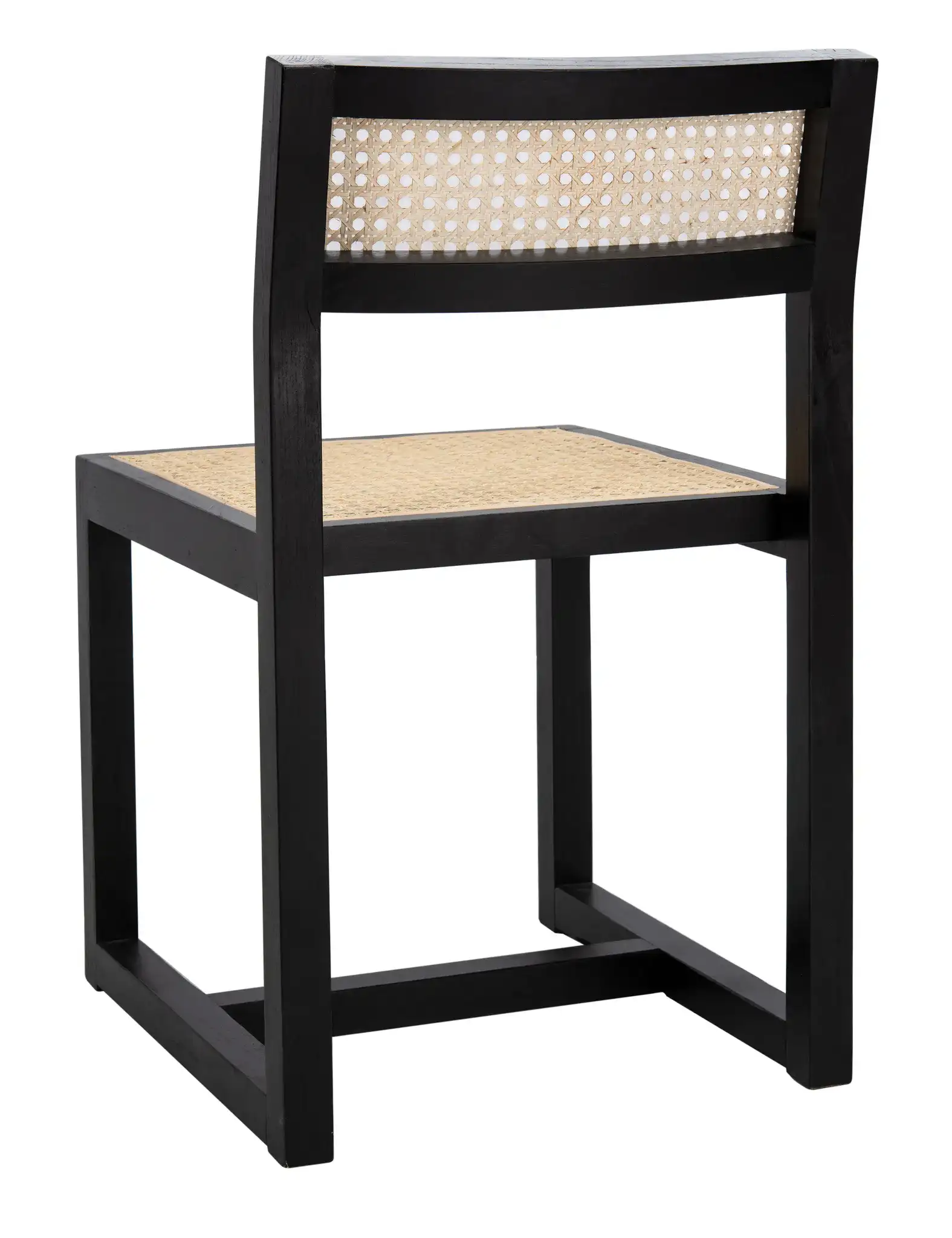 Bernice Cane Dining Chair in Black / Natural, detail view