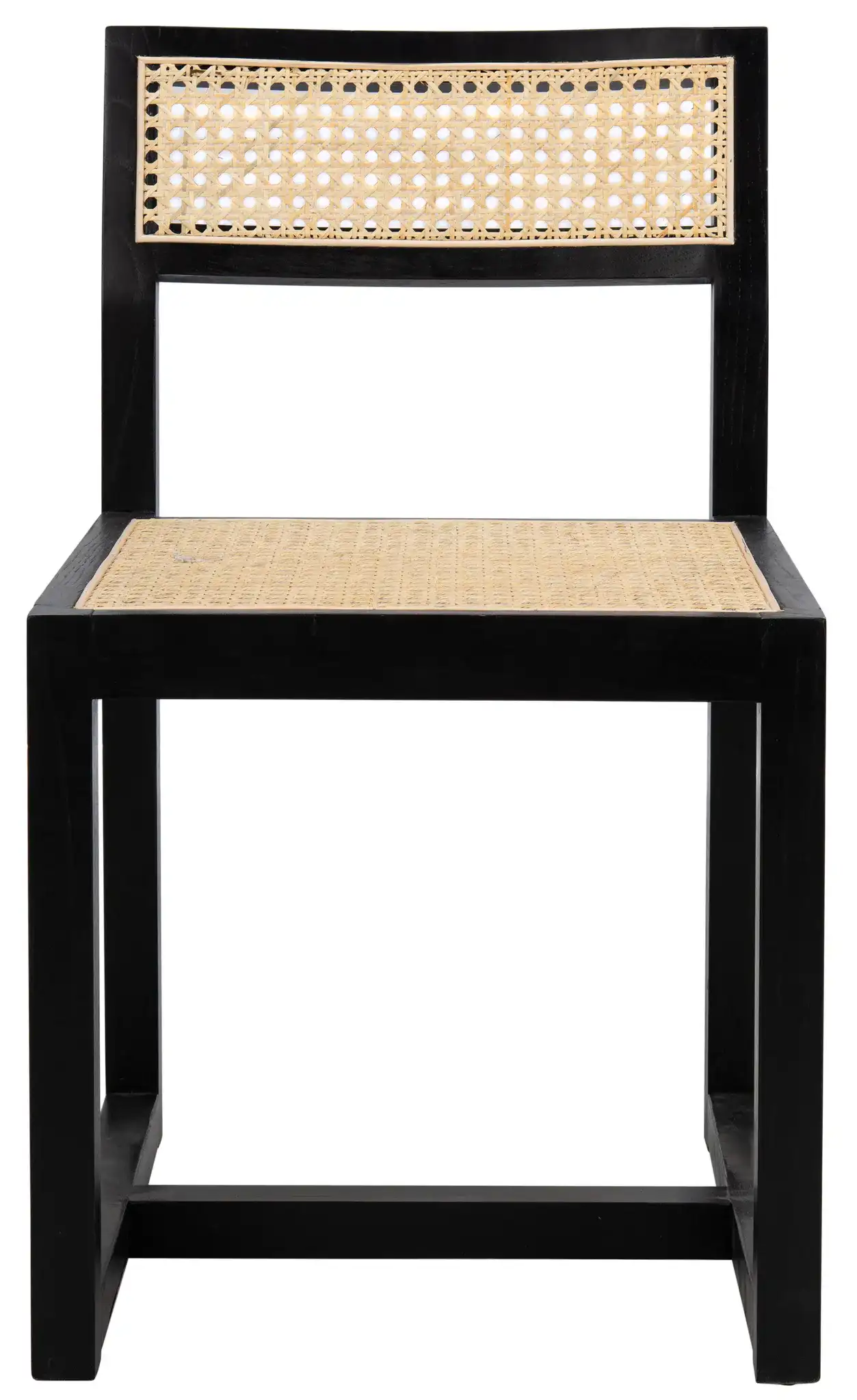 Bernice Cane Dining Chair in Black / Natural, detail view