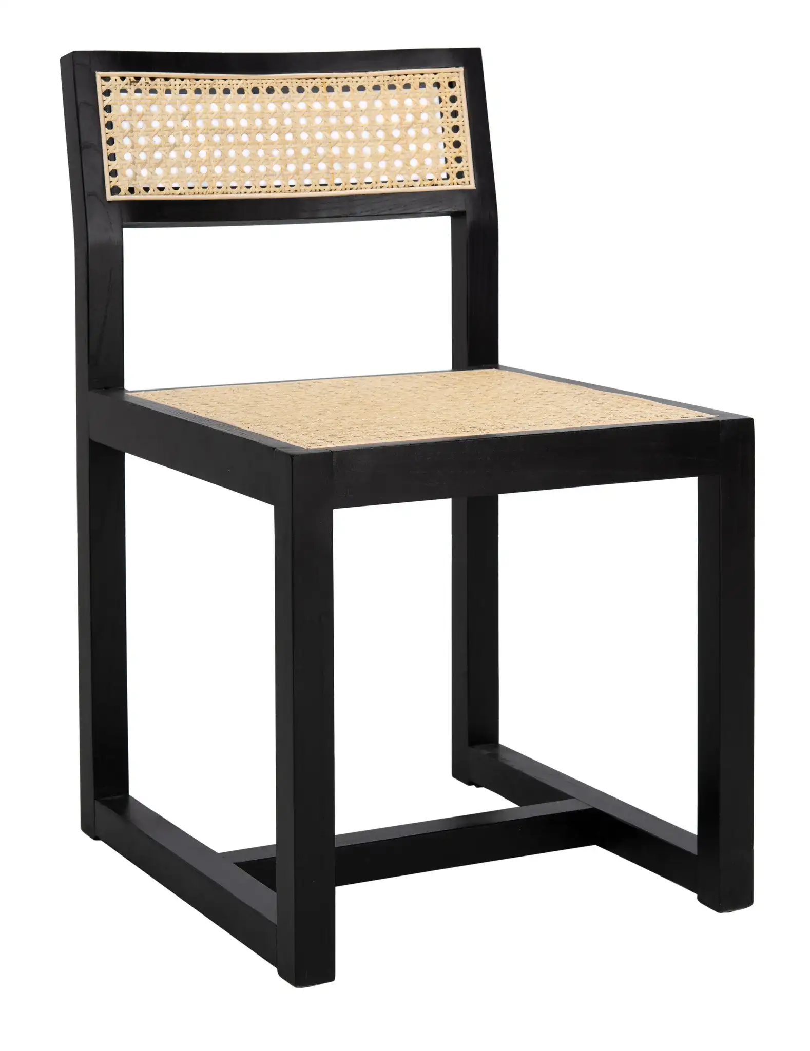 Bernice Cane Dining Chair in Black / Natural
