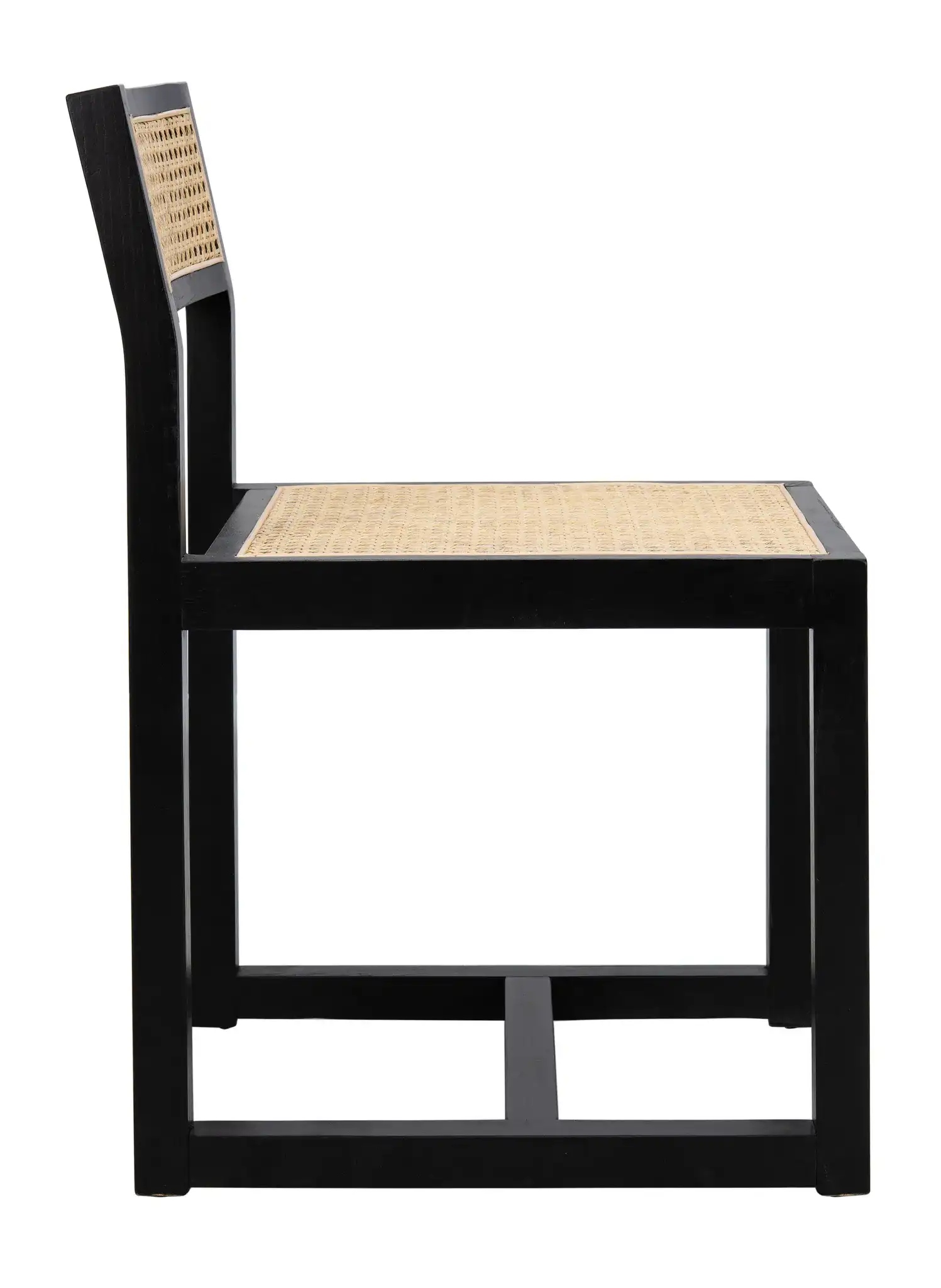 Bernice Cane Dining Chair in Black / Natural, detail view