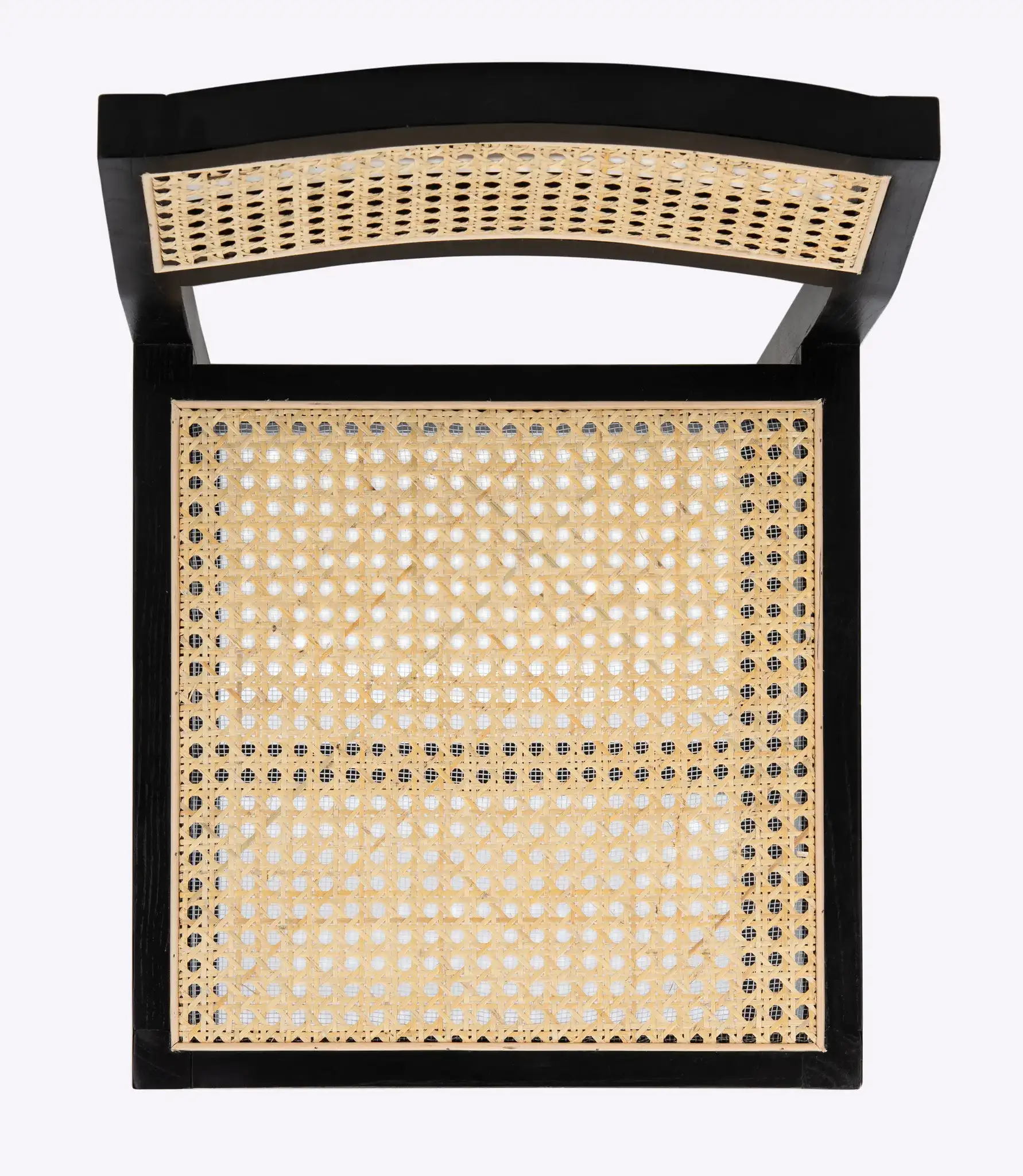 Bernice Cane Dining Chair in Black / Natural, detail view