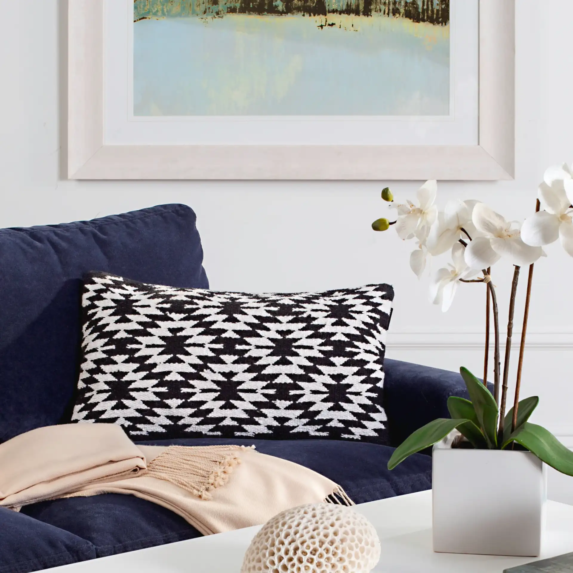 Midnight Desert Pillow (Set Of 2) in Black in a styled room