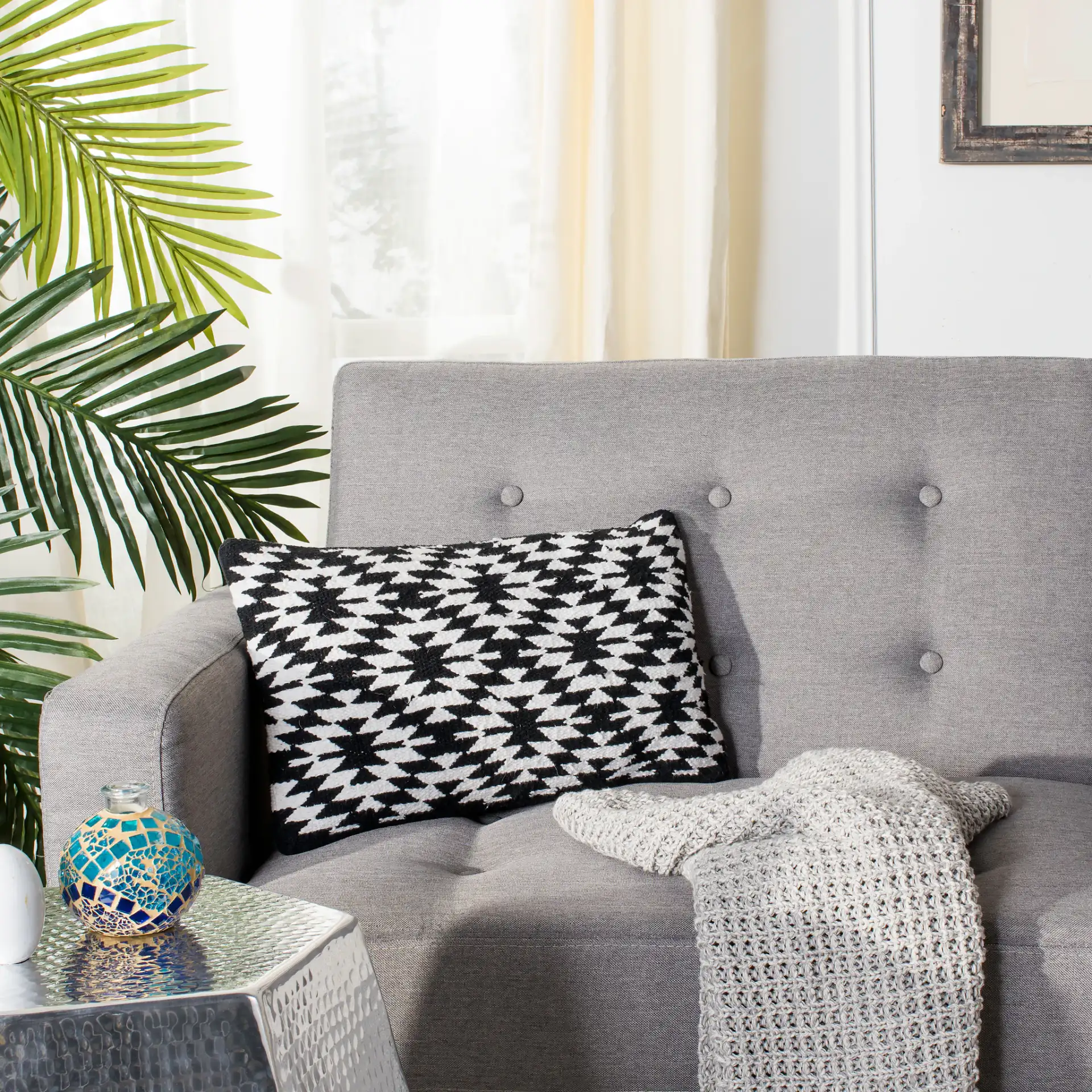Midnight Desert Pillow (Set Of 2) in Black in a styled room