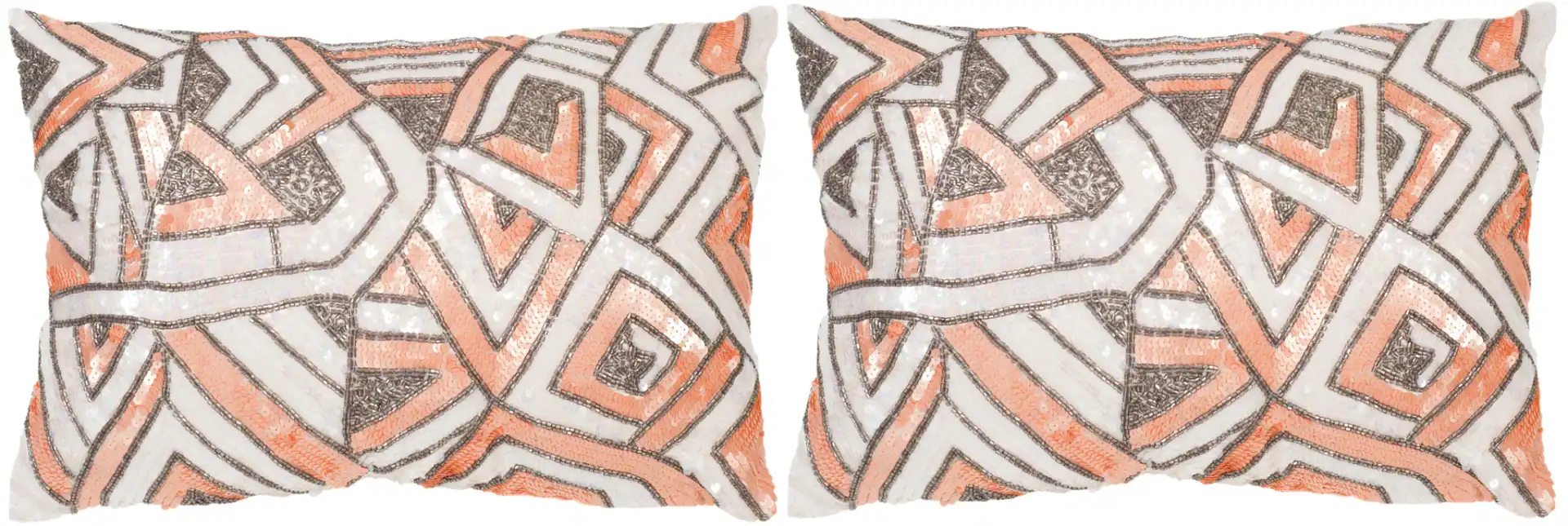 Ricci Pillow (Set of 2) in Peach / Haze, detail view