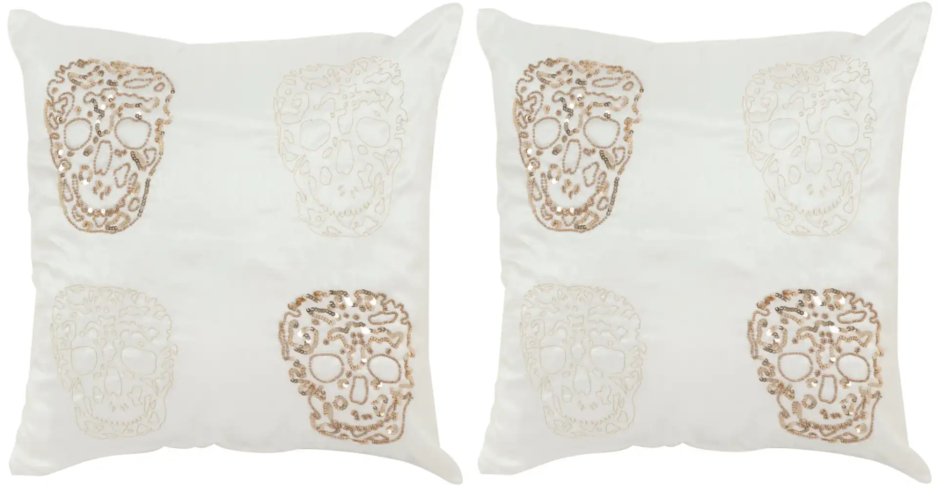 Quatre Skulls Pillow (Set Of 2) in Gold, detail view