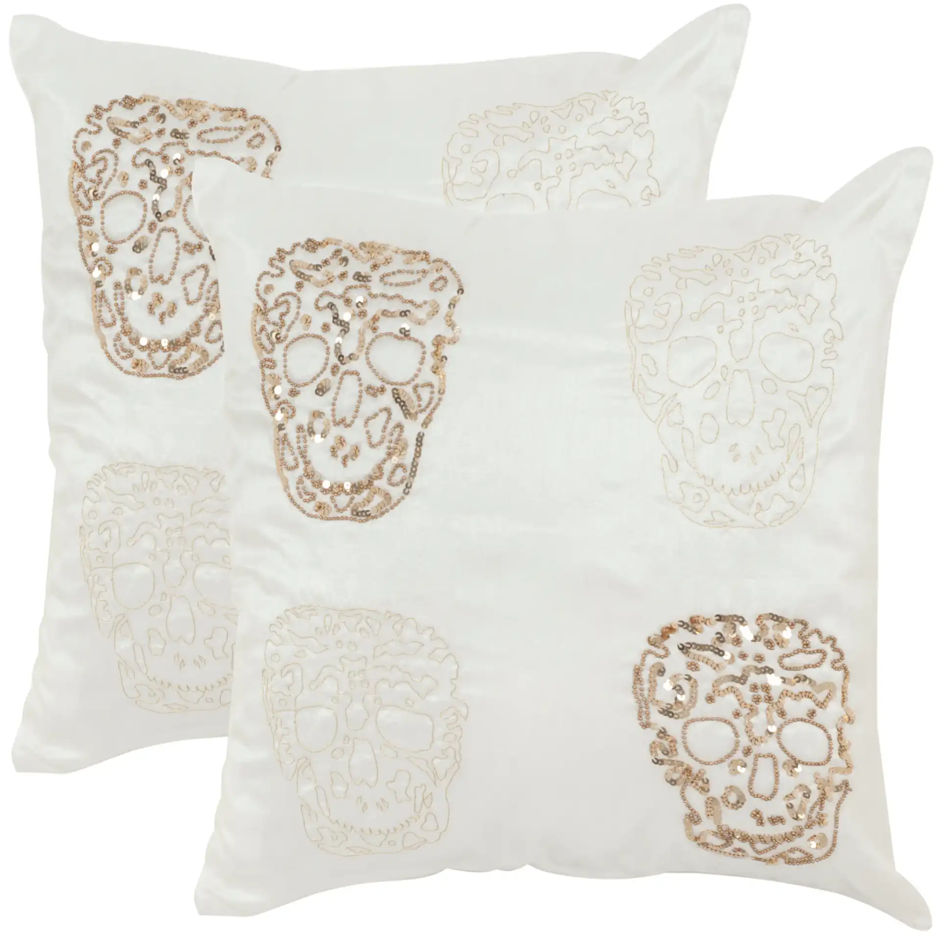 Quatre Skulls Pillow (Set Of 2) in Gold