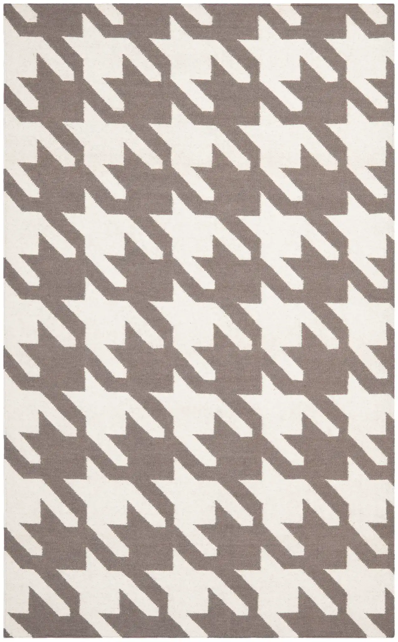 Dhurries Houndstooth Hand-Woven Rug in Gray / Ivory