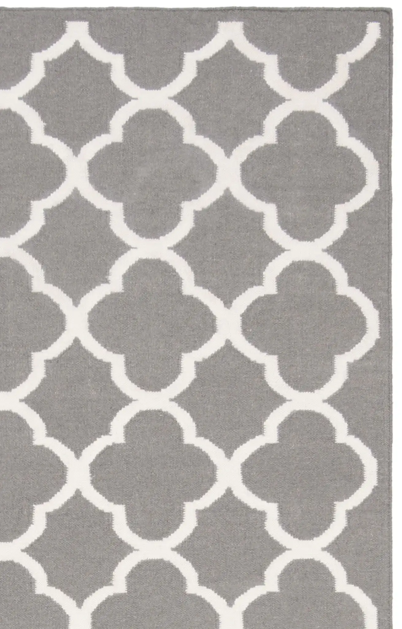 Dhurries Allover Quatrefoil Trellis Hand-Woven Rug
