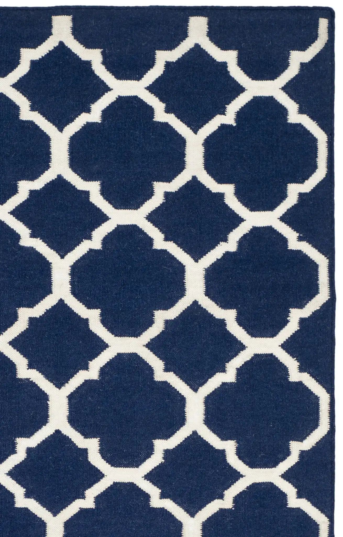 Dhurries Allover Quatrefoil Trellis Hand-Woven Rug