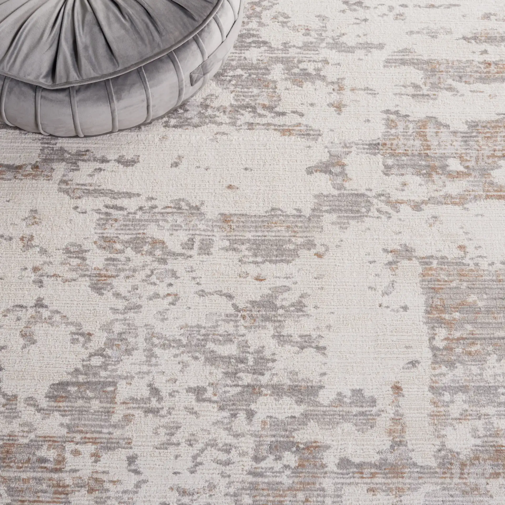 Diamond Distressed Abstract Rug in Beige / Brown in a styled room