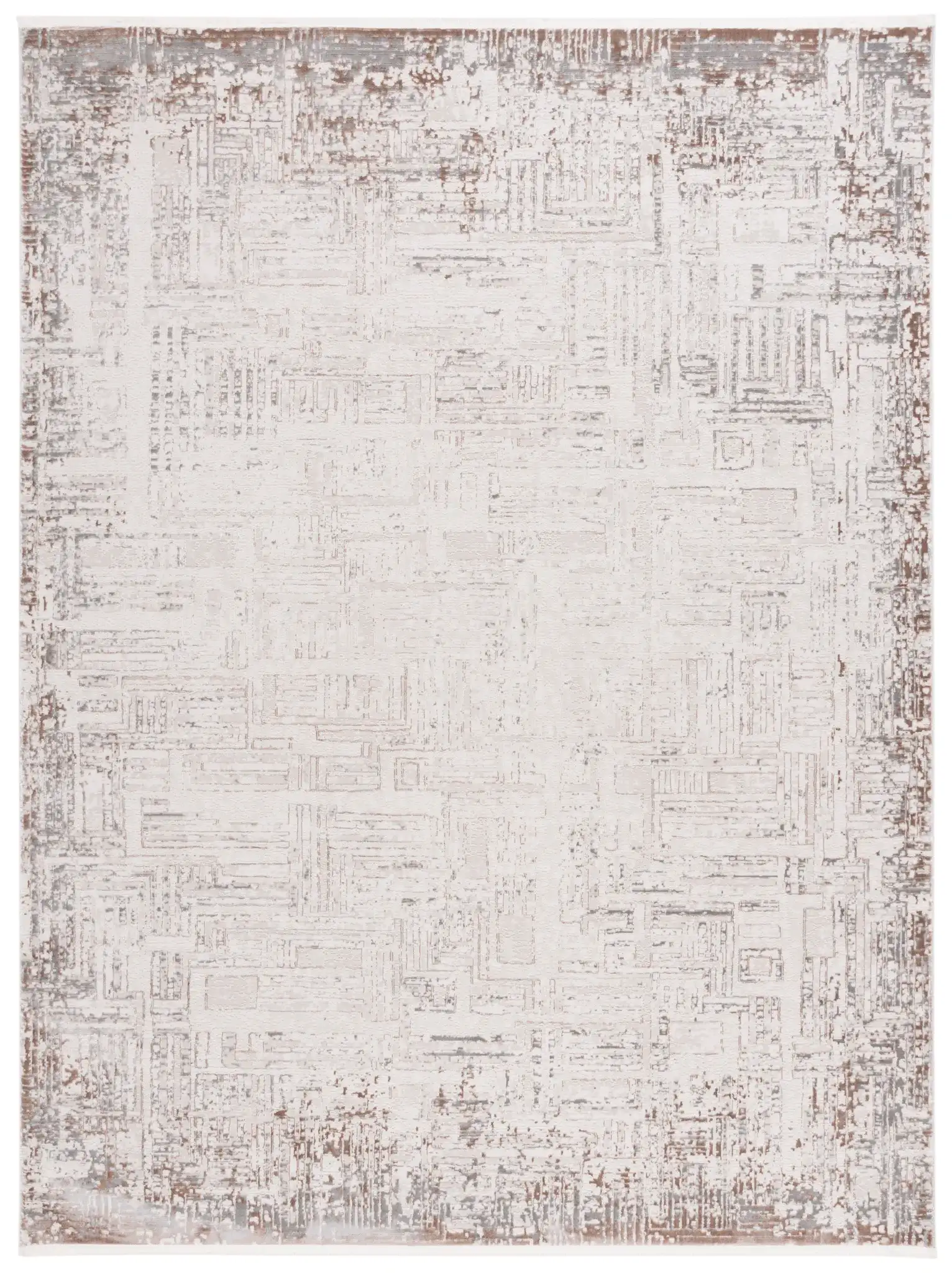 Diamond Linear Grid Rug in Beige / Gray Brown