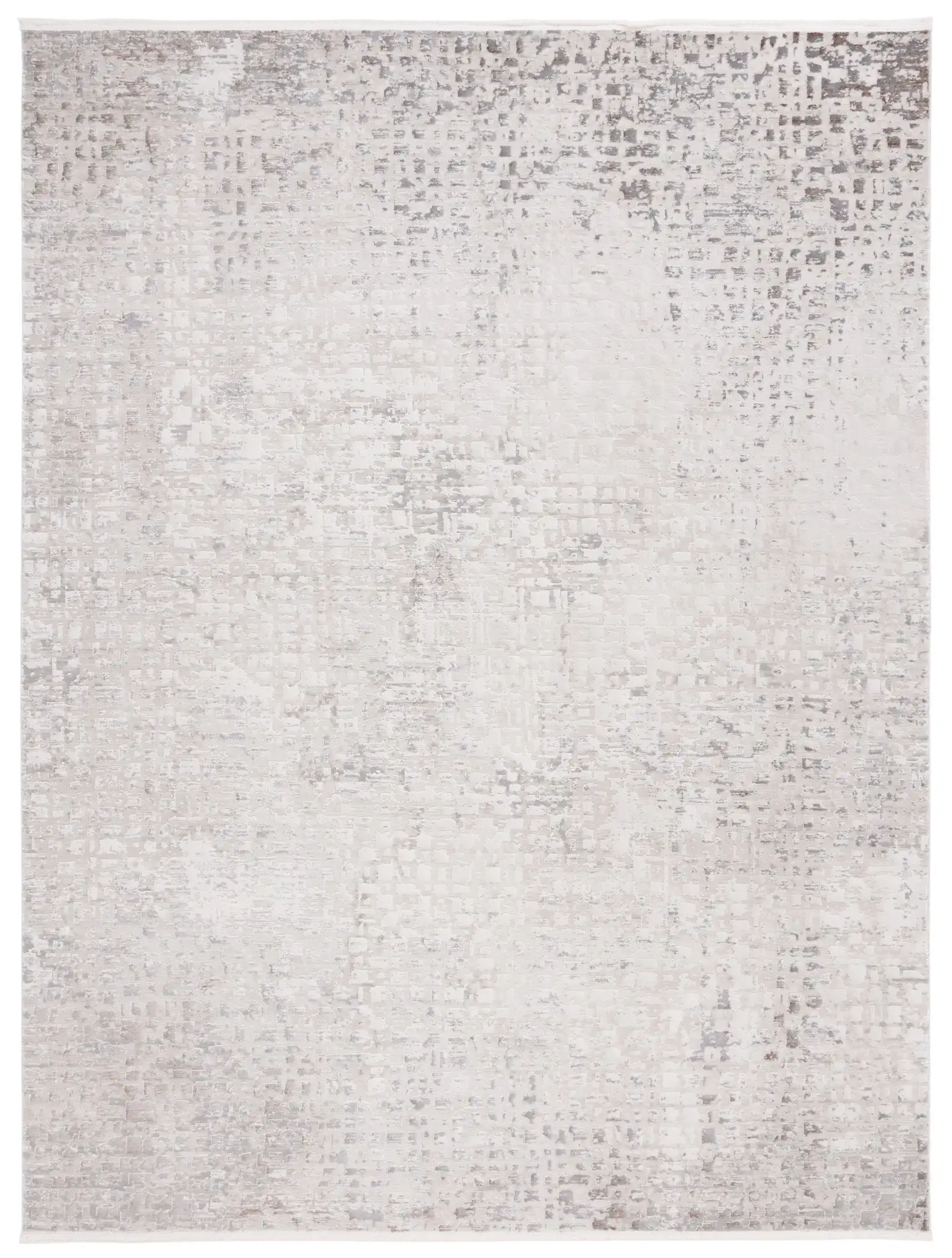 Diamond Distressed Grid Rug in Beige / Gray