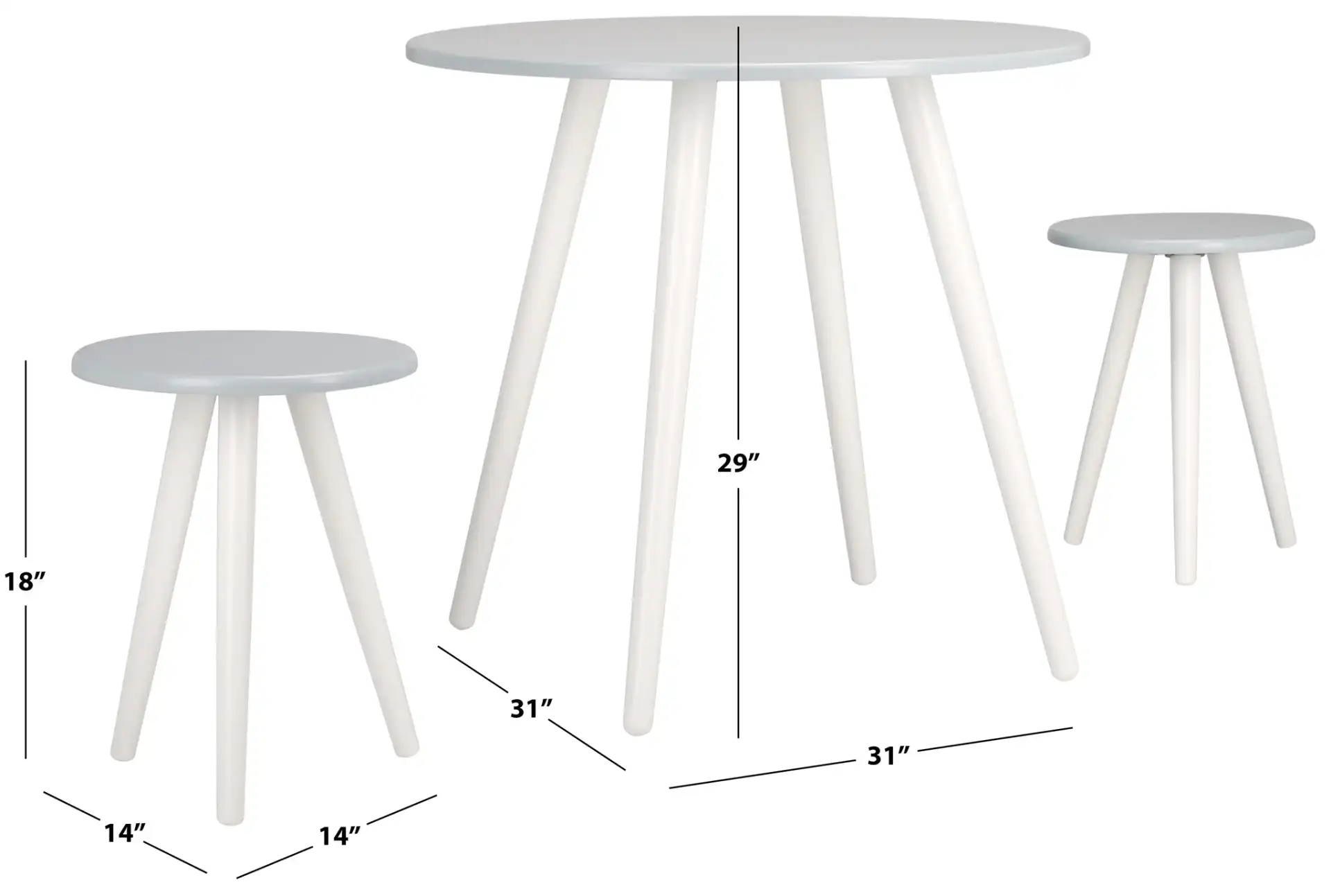 Whitman Three-Piece Dining Set in Gray / White, detail view