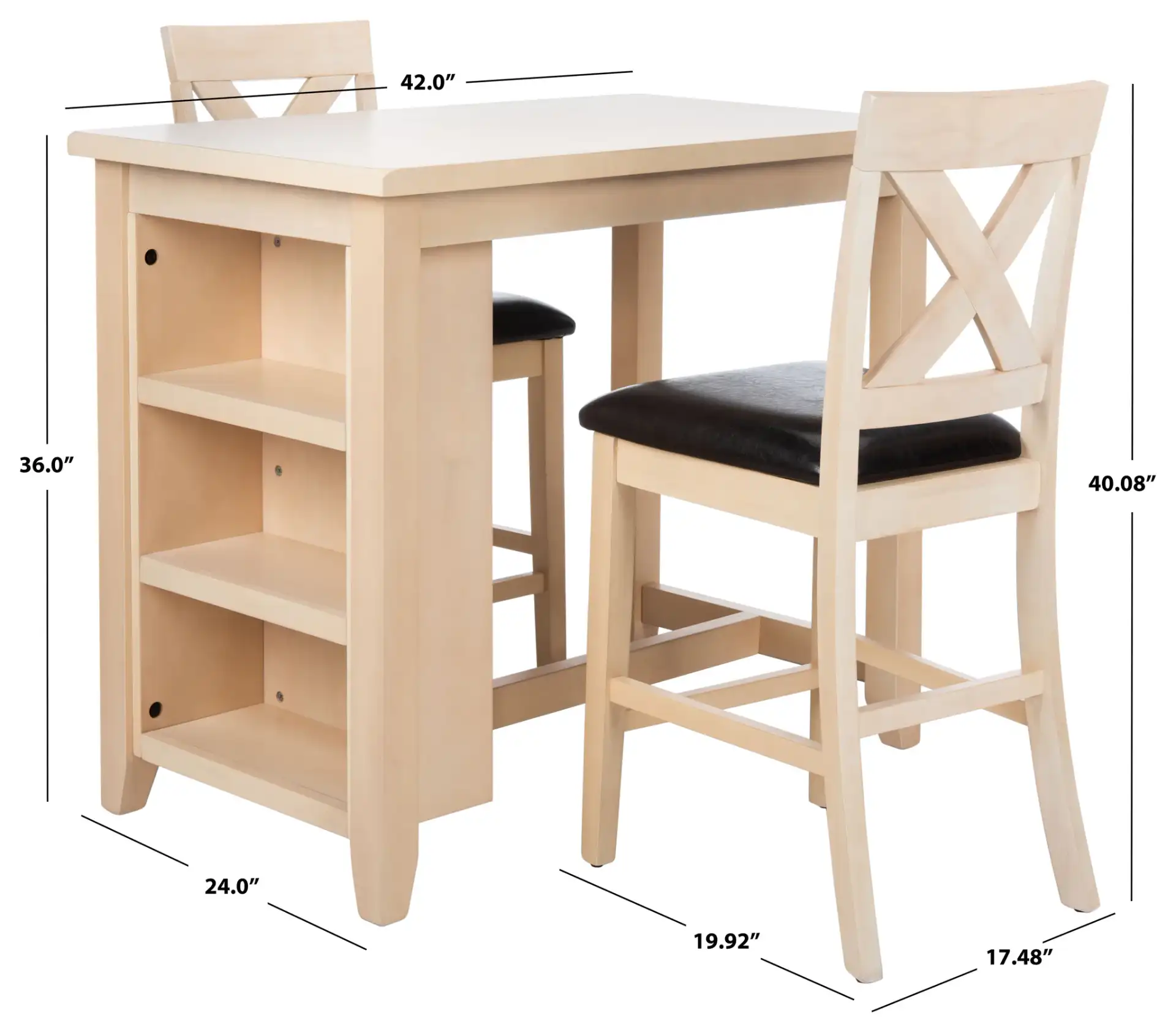Everest Three-Piece Pub Set in White Washed, detail view