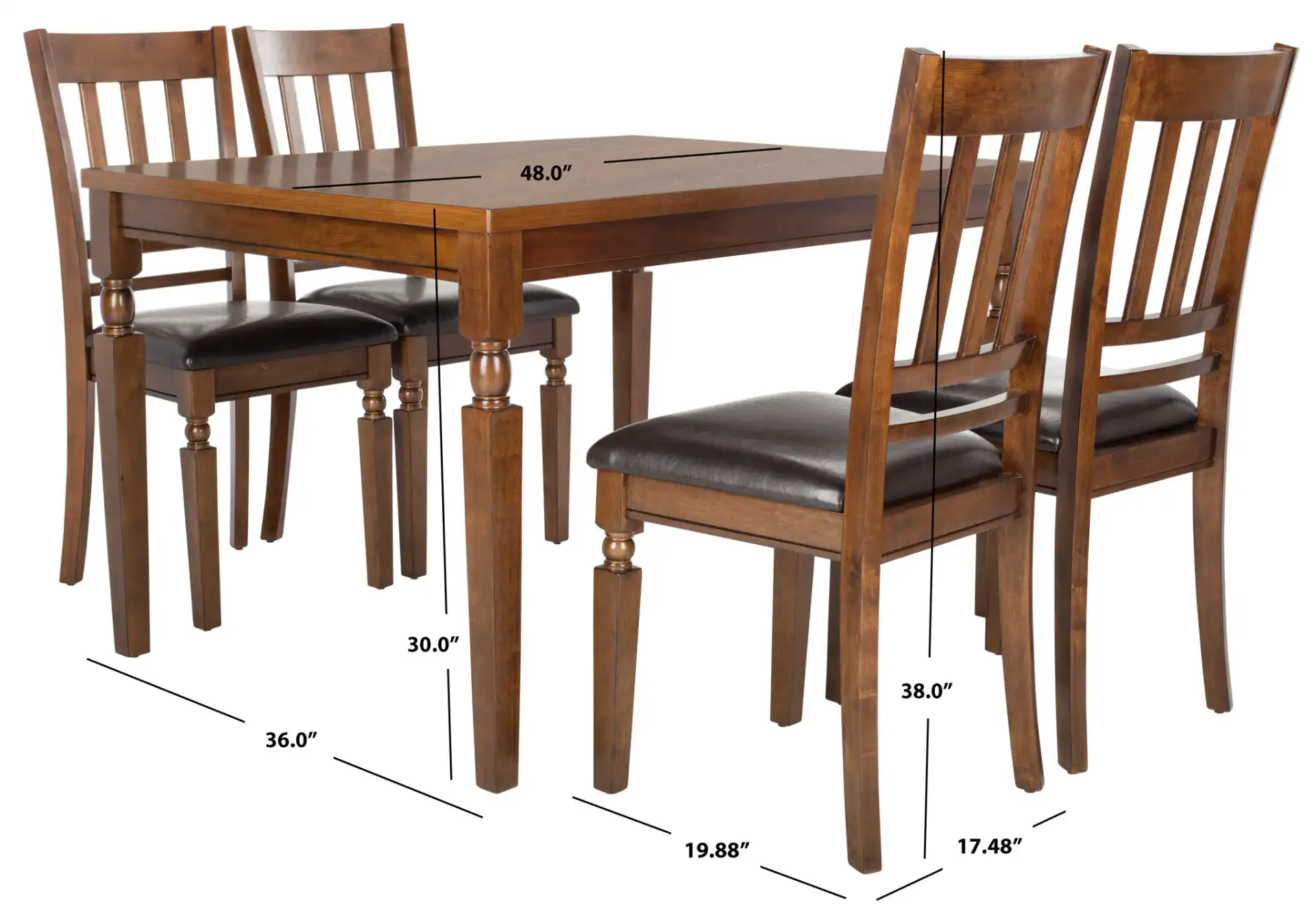 Kodiak Five-Piece Dining Set in Light Oak, detail view