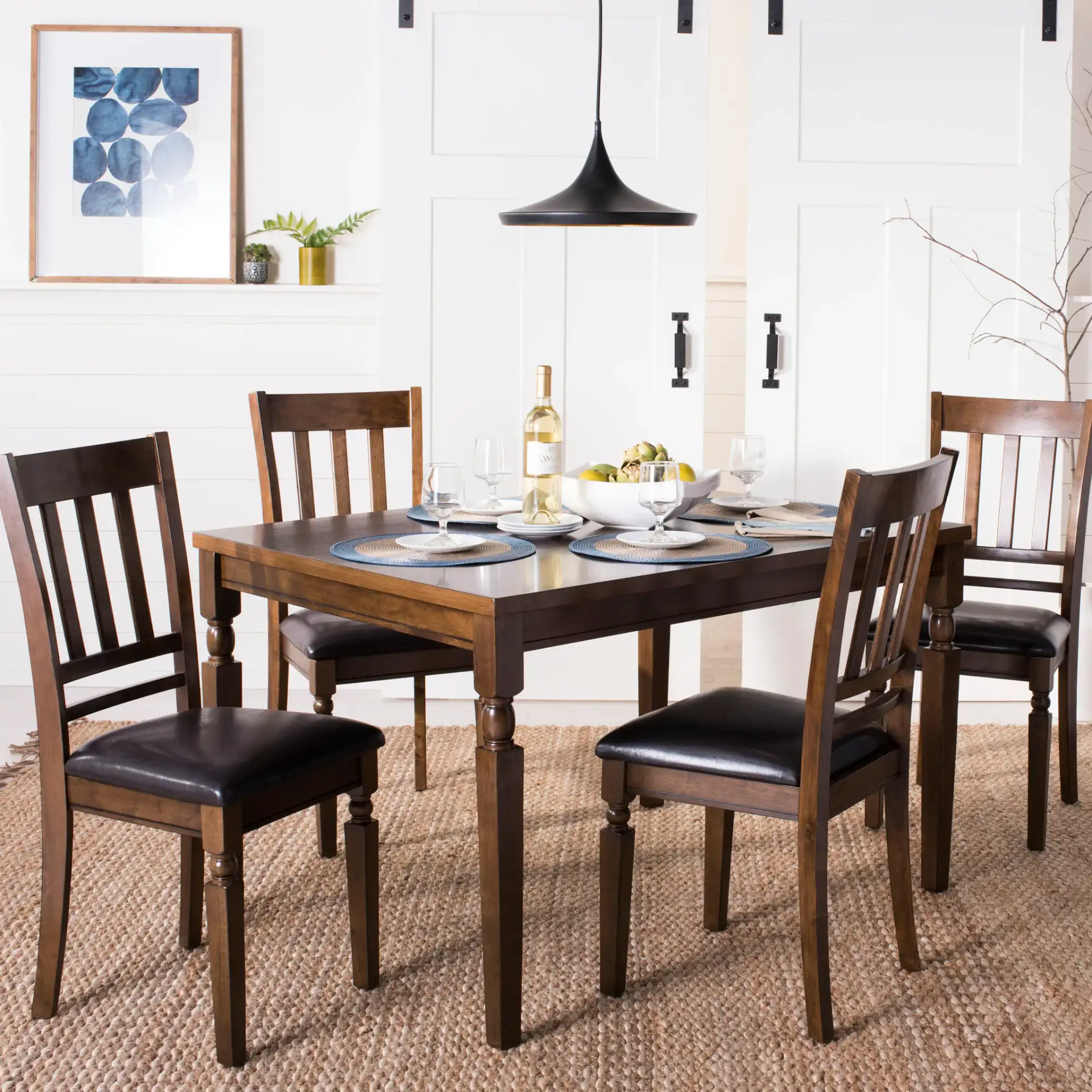 Kodiak Five-Piece Dining Set in Light Oak in a styled room