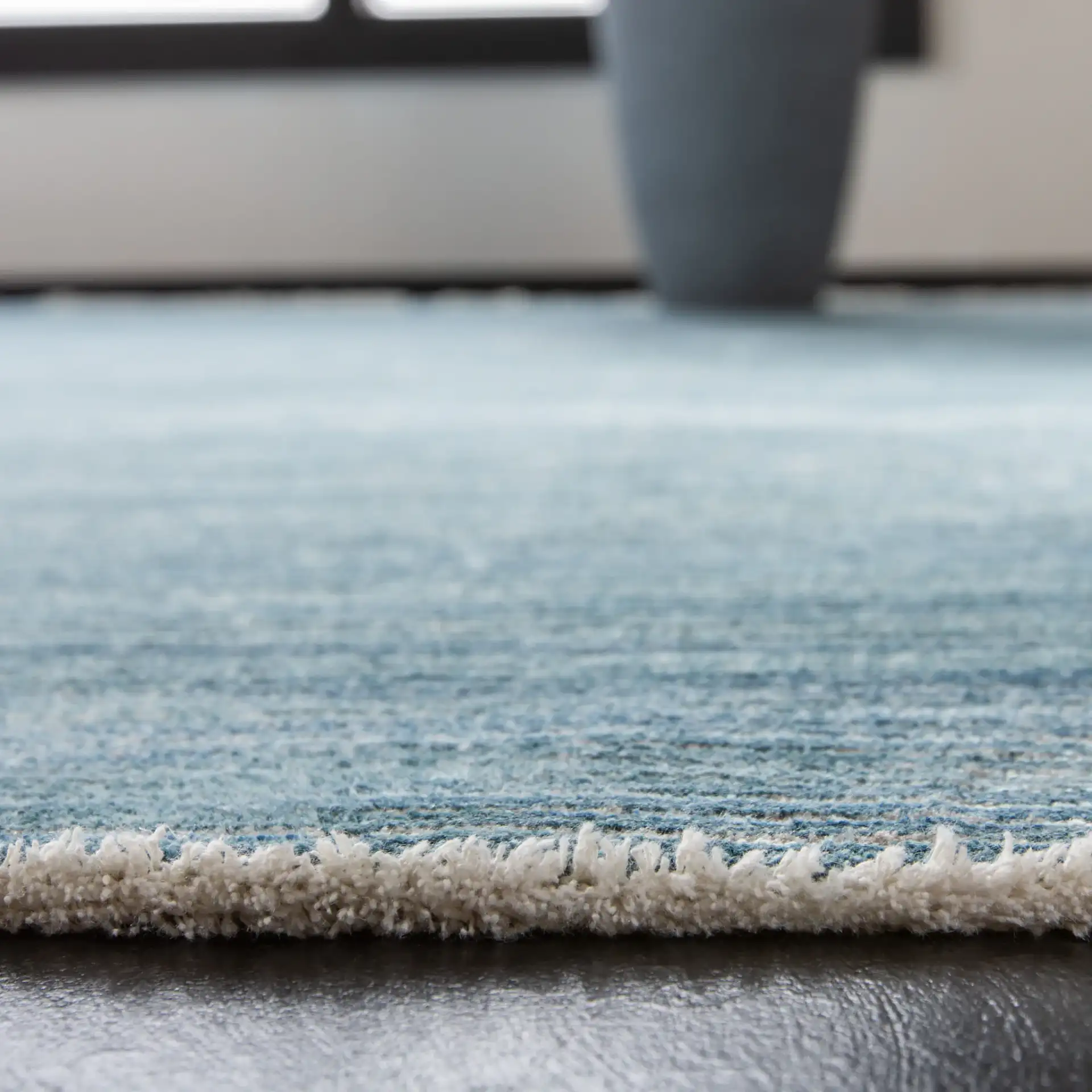 Dream Linear Stripe Rug in Blue / Gray in a styled room