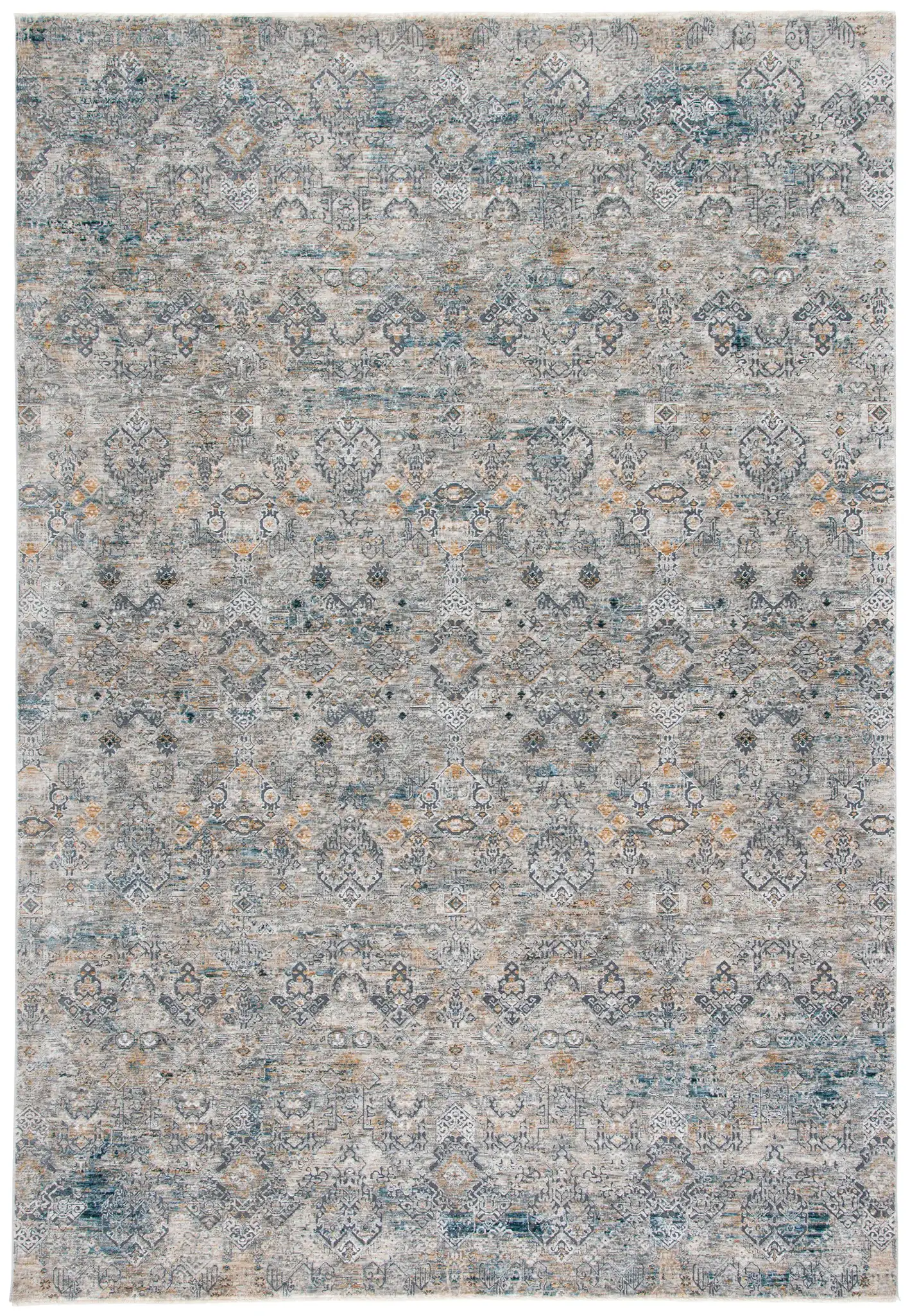 Dream Distressed Geometric Rug in Gray / Gold