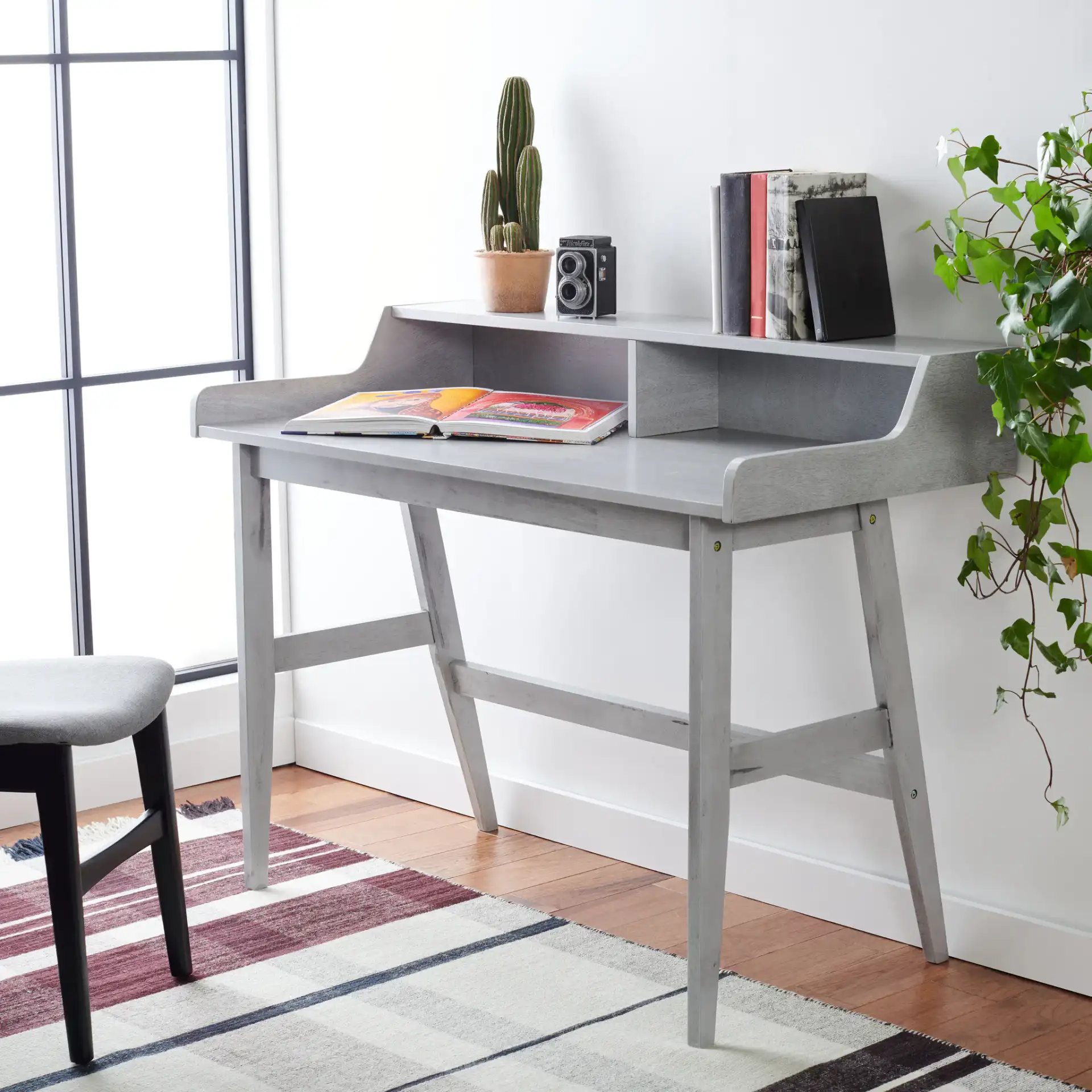 Wrigley Desk in Dark Gray in a styled room