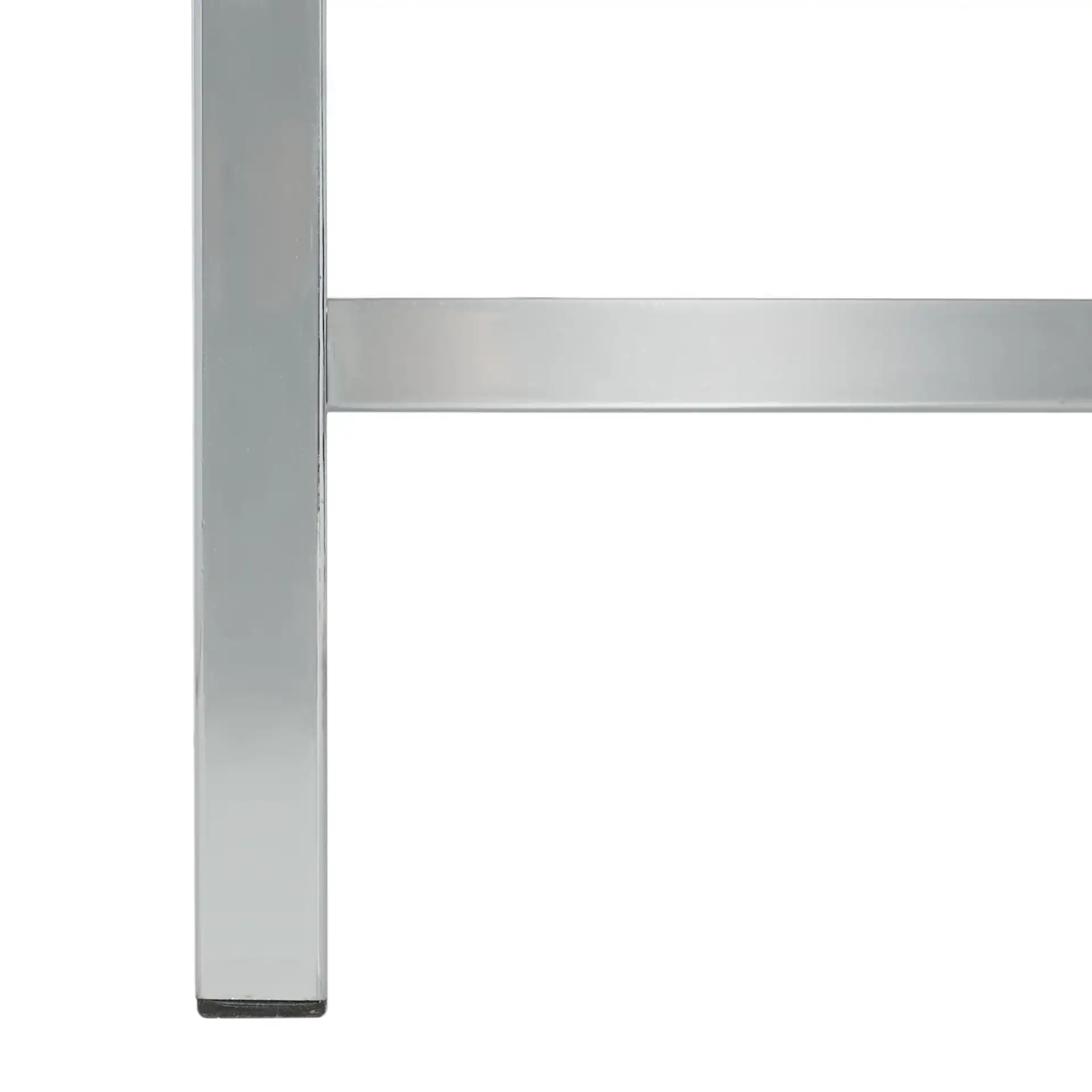 Hayden Three-Shelf Standing Desk in White / Chrome, detail view