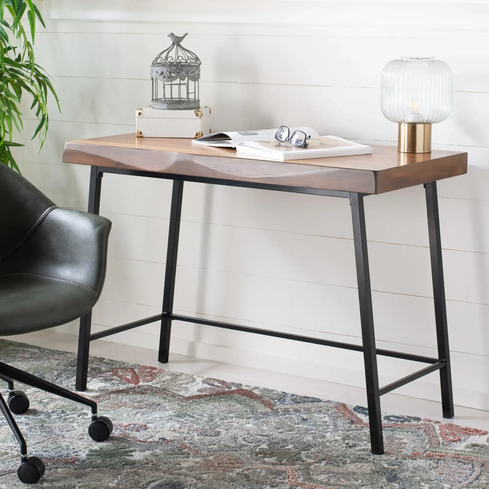 Bernhart Desk in Walnut / Black in a styled room