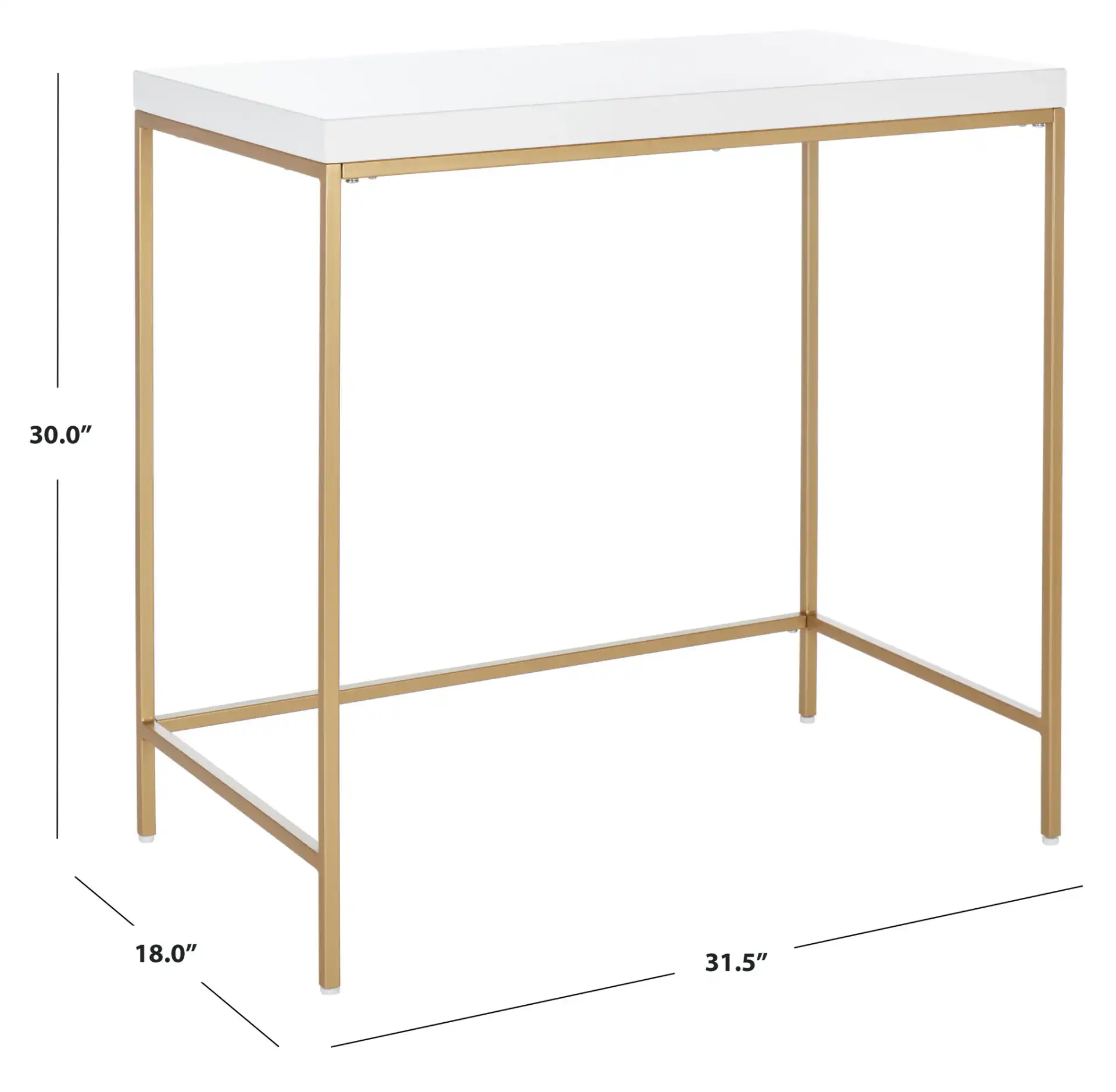 Cass Desk in White / Gold, detail view