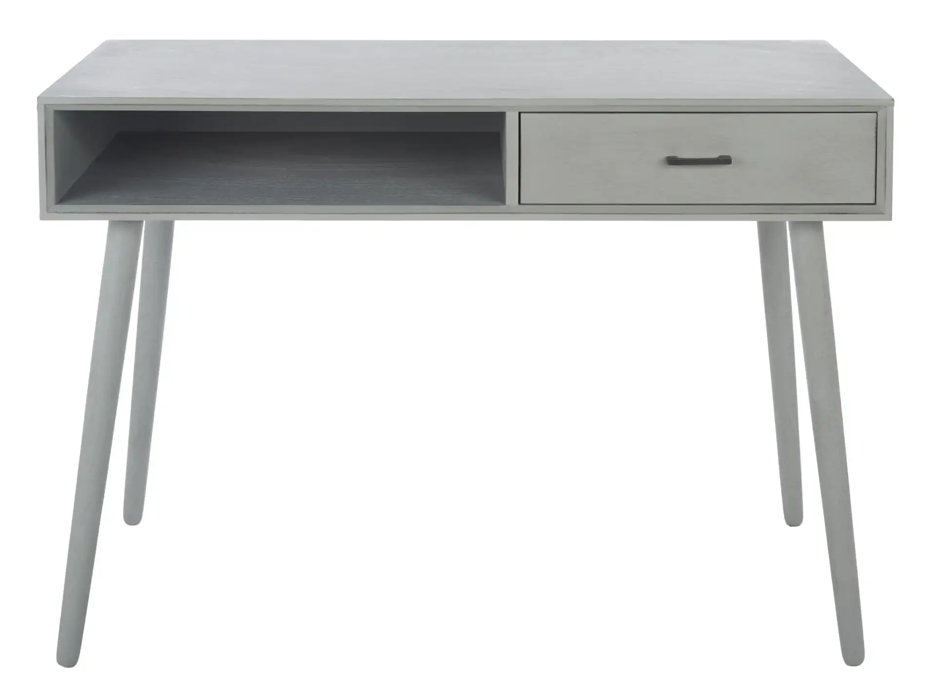 Remy One-Drawer Writing Desk in Distressed Gray, detail view