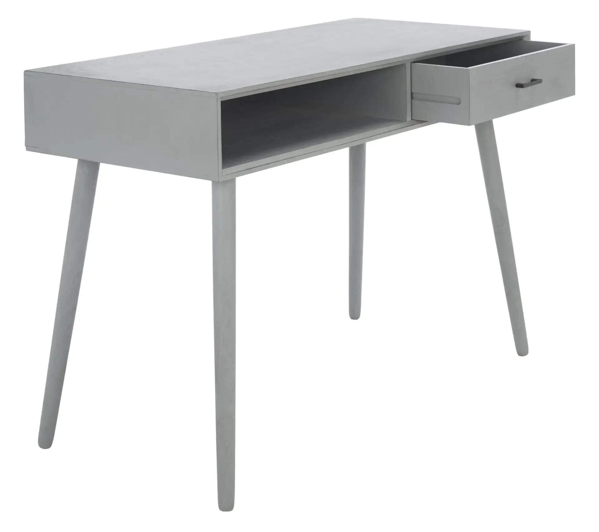 Remy One-Drawer Writing Desk in Distressed Gray, detail view
