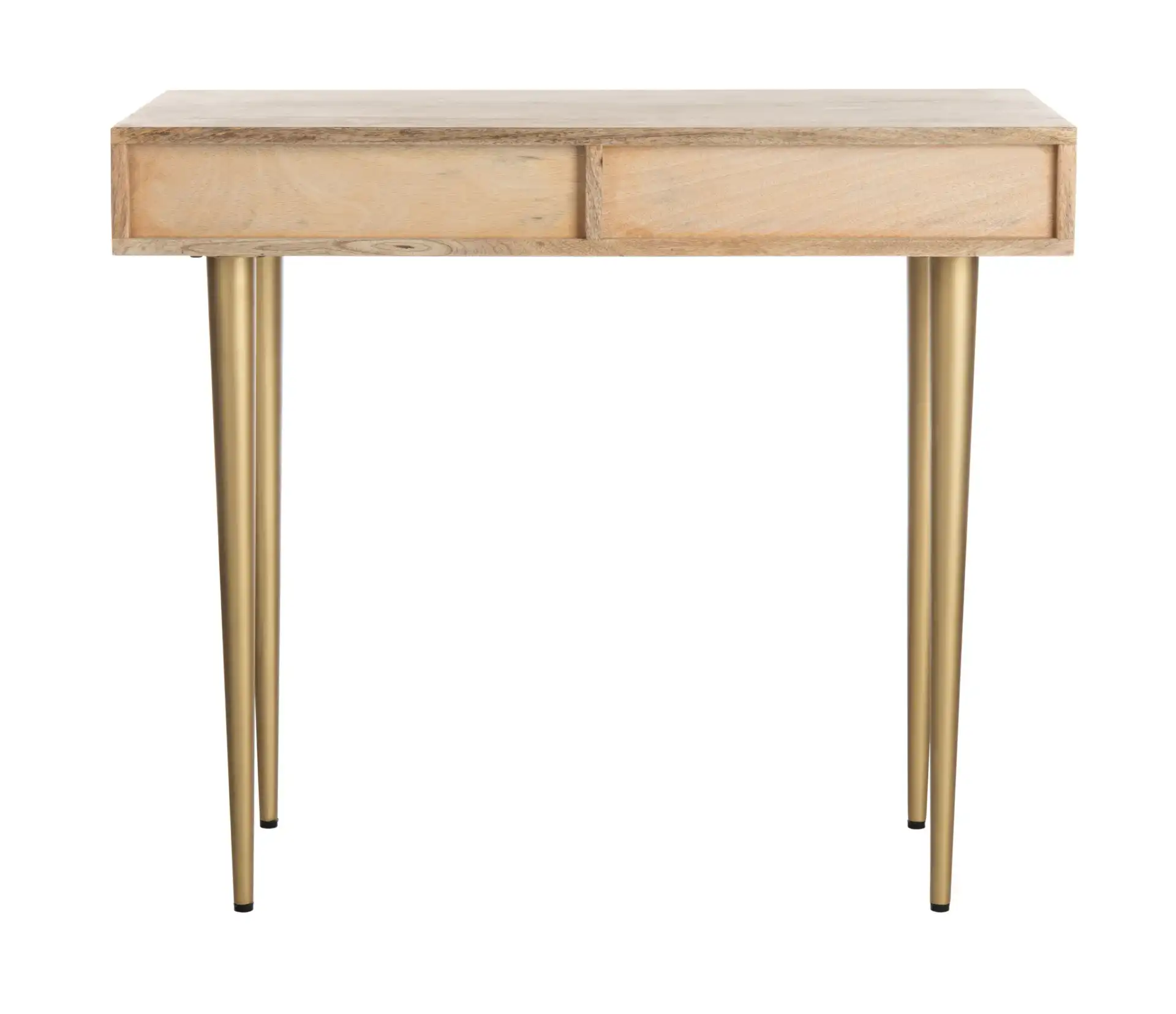 Leni Desk in Natural / Gray Concrete / Brass Legs, detail view