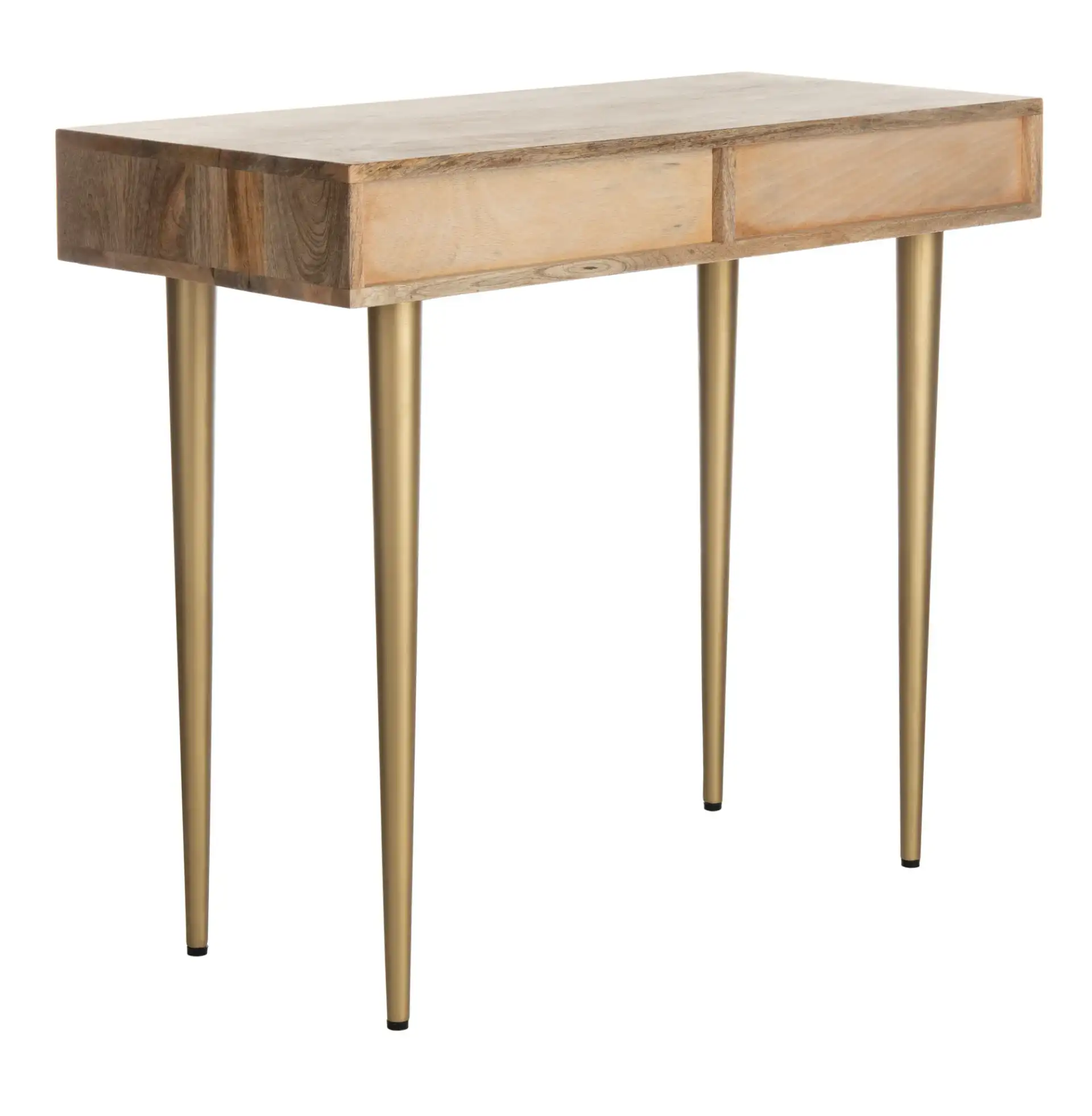 Leni Desk in Natural / Gray Concrete / Brass Legs, detail view