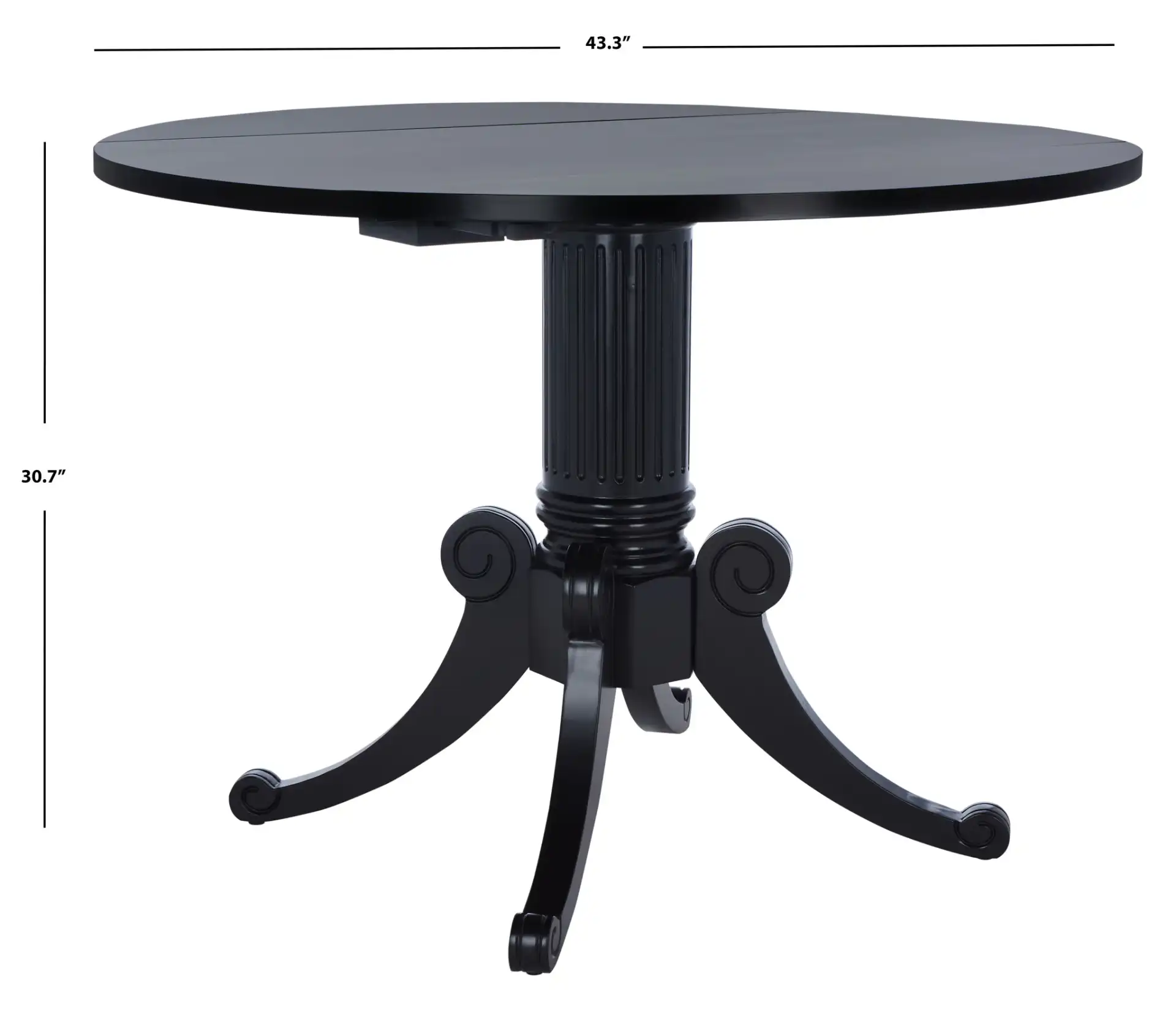Forest Drop Leaf Dining Table in Black, detail view