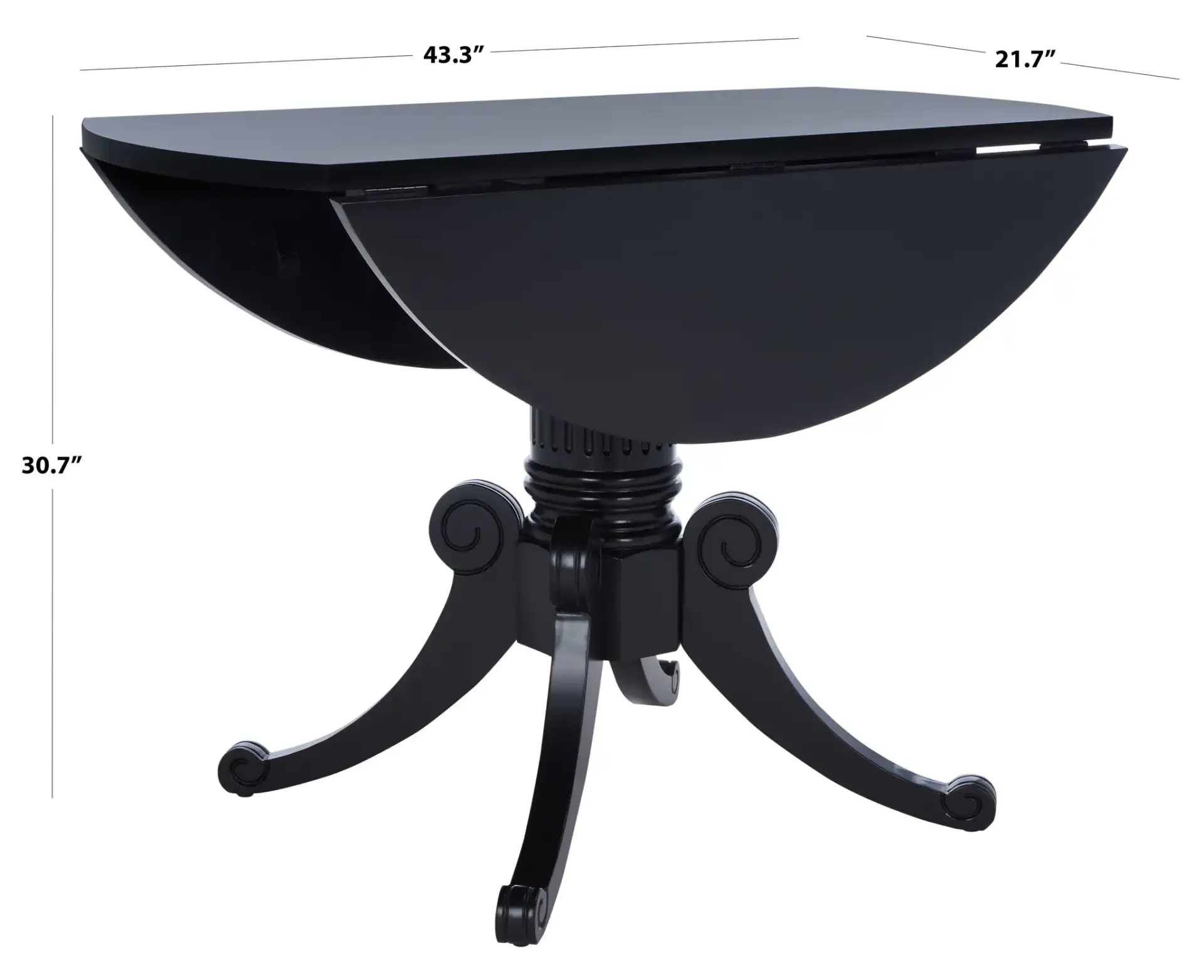 Forest Drop Leaf Dining Table in Black, detail view