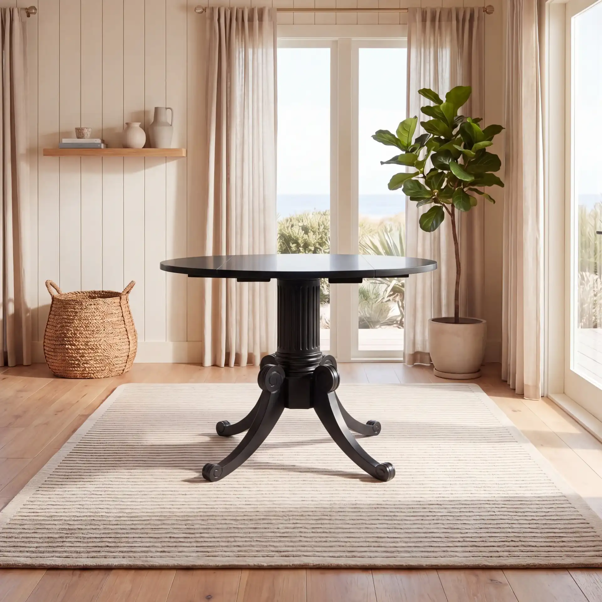 Forest Drop Leaf Dining Table in Black in a styled room